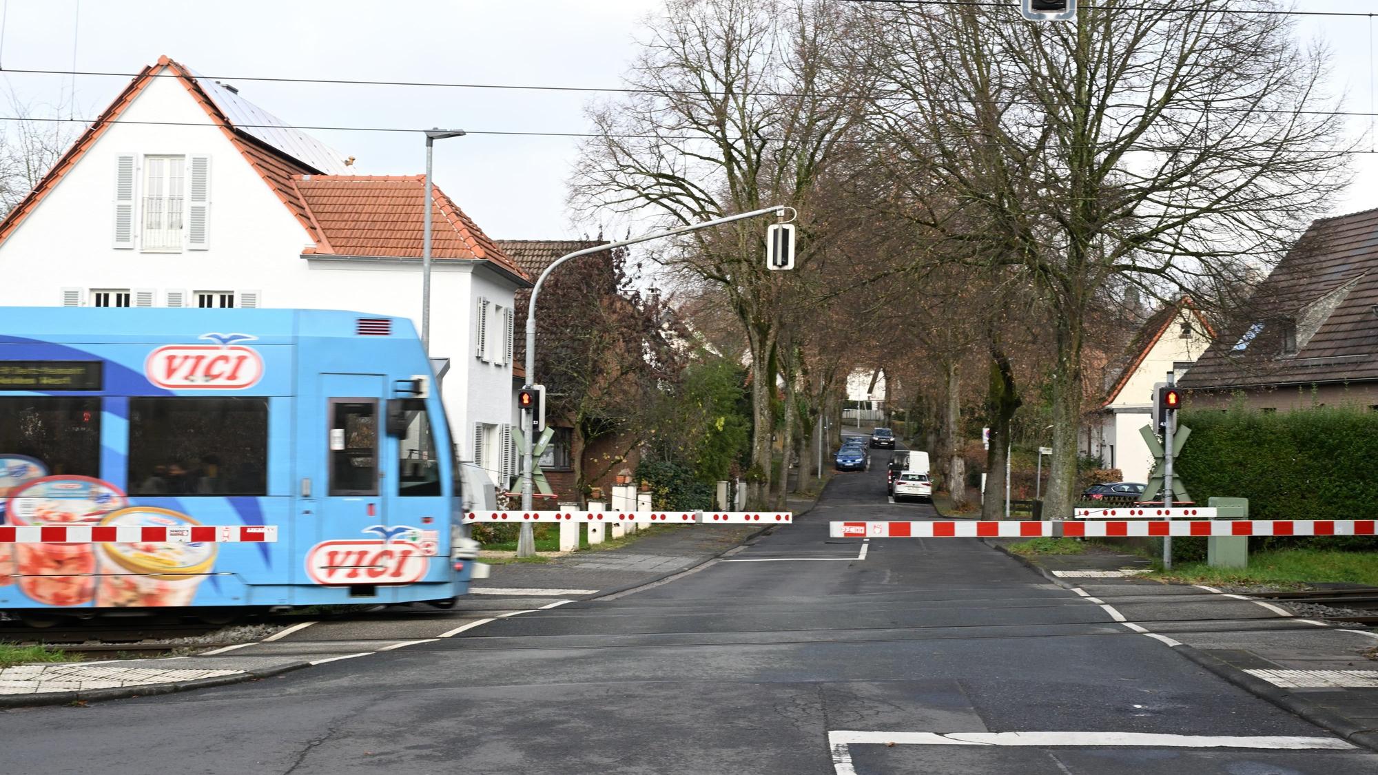 Das Foto zeigt eine Bahn der Stadtbahnlinie 1.