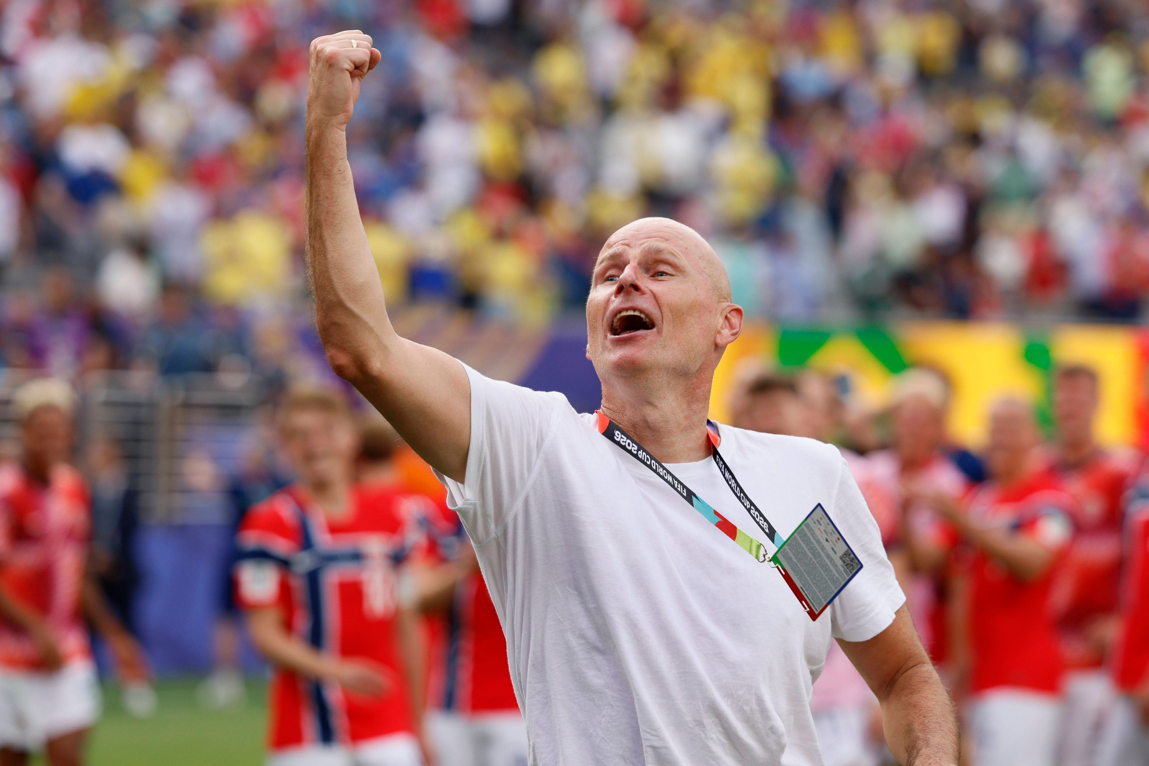 Stale Solbakken jubelt mit geballter Faust.