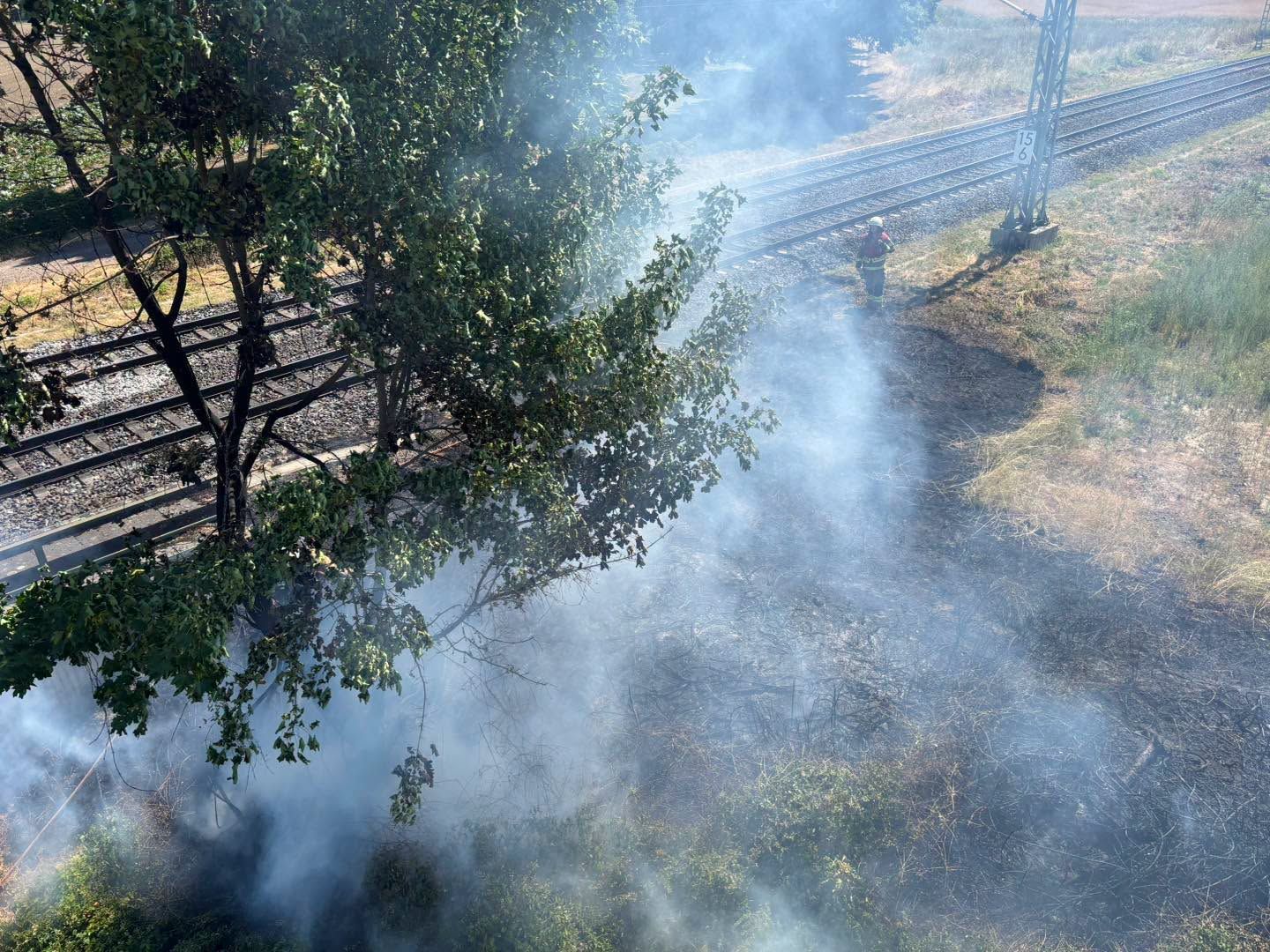 Die Feuerwehr löschte einen Vegetationsbrand in Brühl.