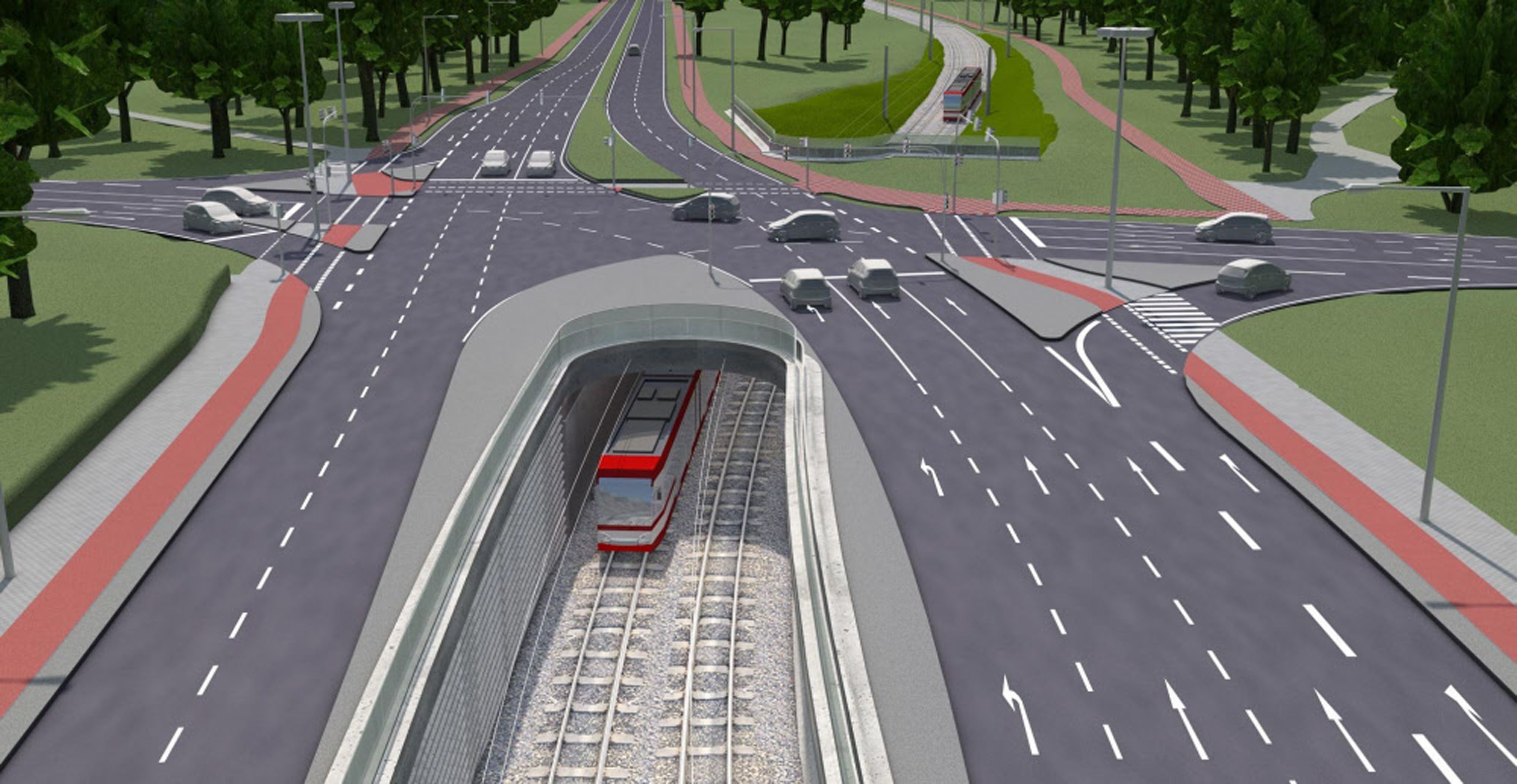 An der Kreuzung Luxemburger Straße/Militärring soll ein Tunnel für die Stadtbahnen entstehen.