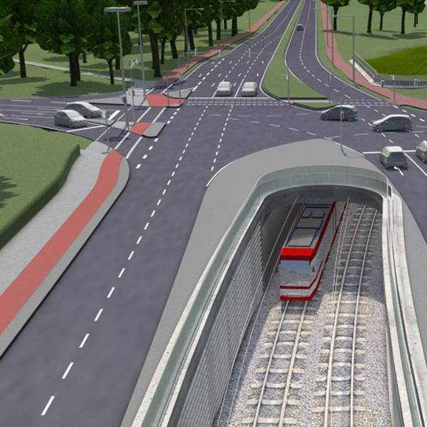 An der Kreuzung Luxemburger Straße/Militärring soll ein Tunnel für die Stadtbahnen entstehen.