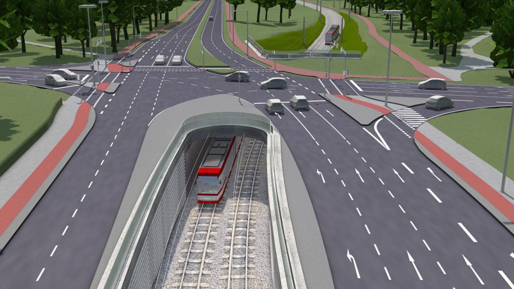 An der Kreuzung Luxemburger Straße/Militärring soll ein Tunnel für die Stadtbahnen entstehen.