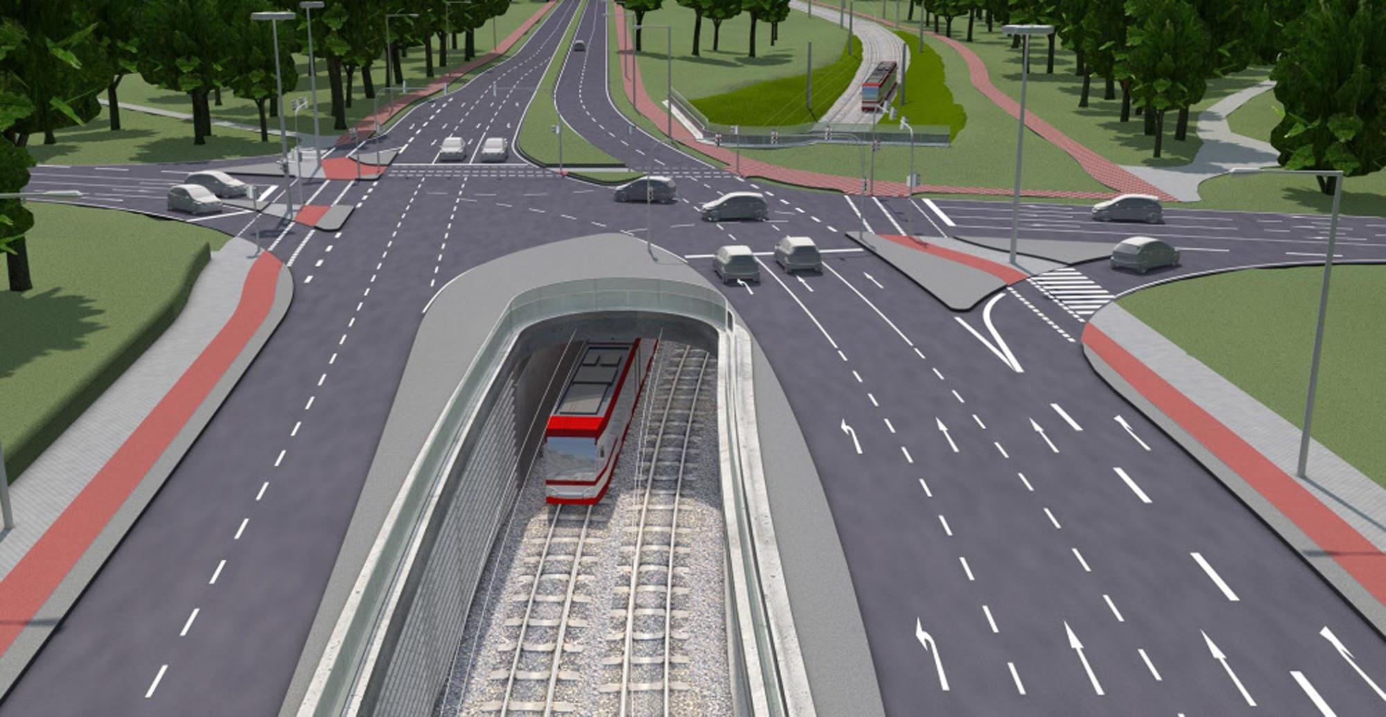 An der Kreuzung Luxemburger Straße/Militärring soll ein Tunnel für die Stadtbahnen entstehen.