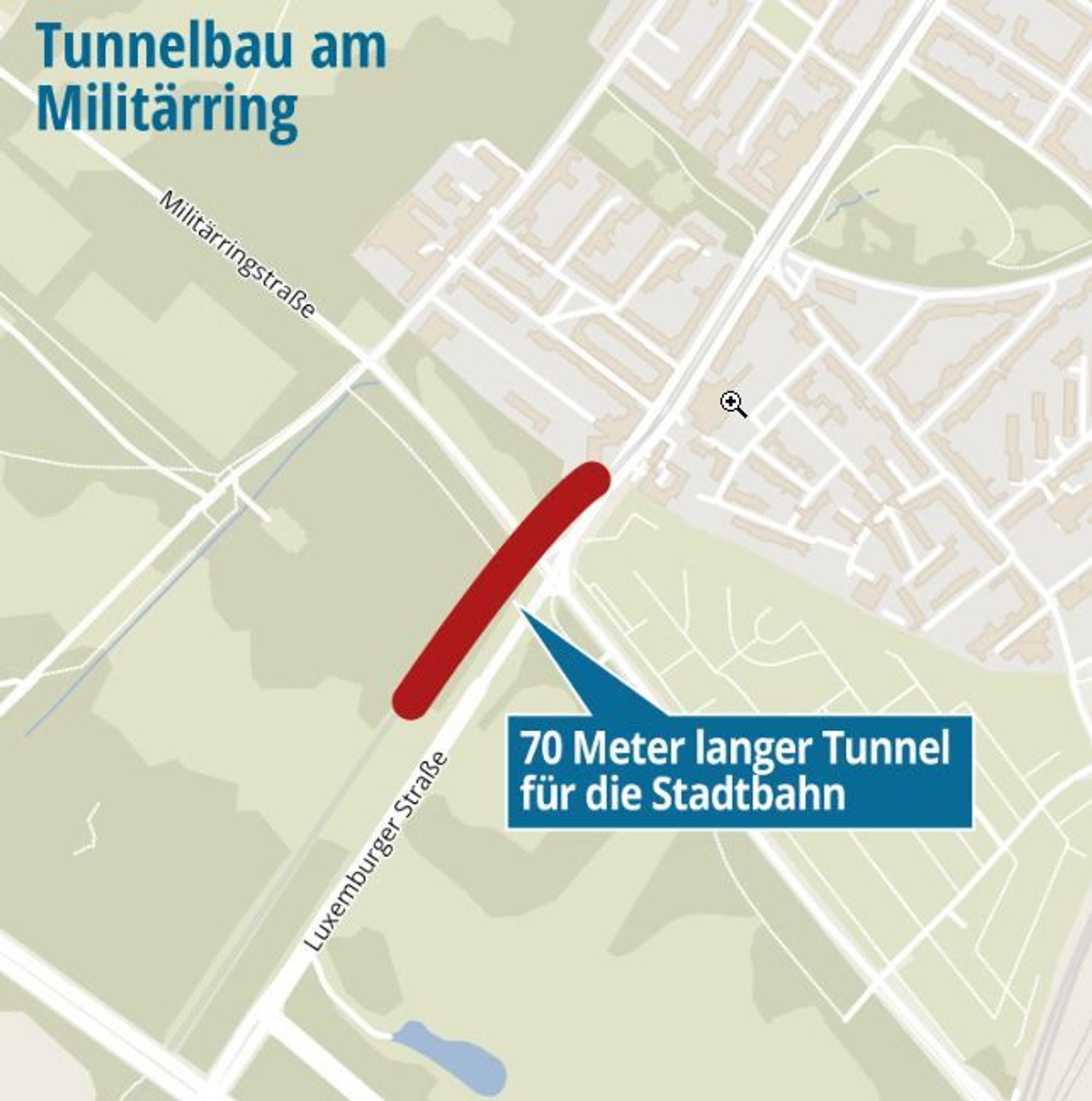 An der Kreuzung Militärring und Luxemburger Straße soll ein neuer Tunnel für die Stadtbahn entstehen.