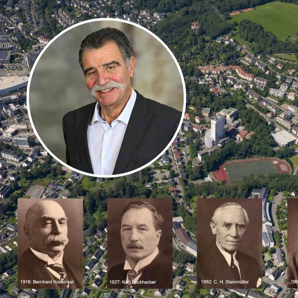 Das Bild zeigt die vorherigen Ehrenbürger mit Heiner Brand, der die Auszeichnung bekommen soll.