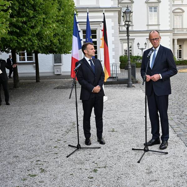 Friedrich Merz Merz und Emmanuel Macron im Althoff Grandhotel Schloss Bensberg