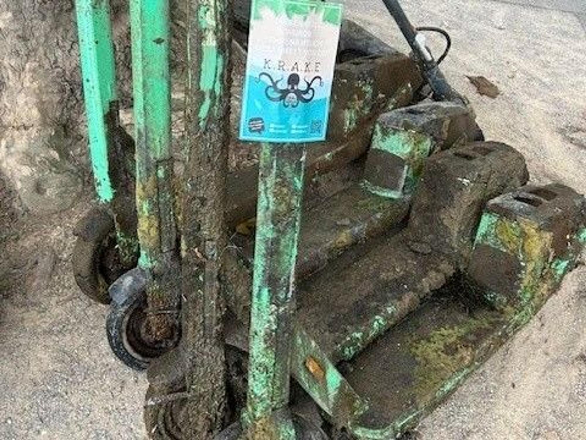 Auch einige E-Scooter wurden aus dem Rhein gesammelt.