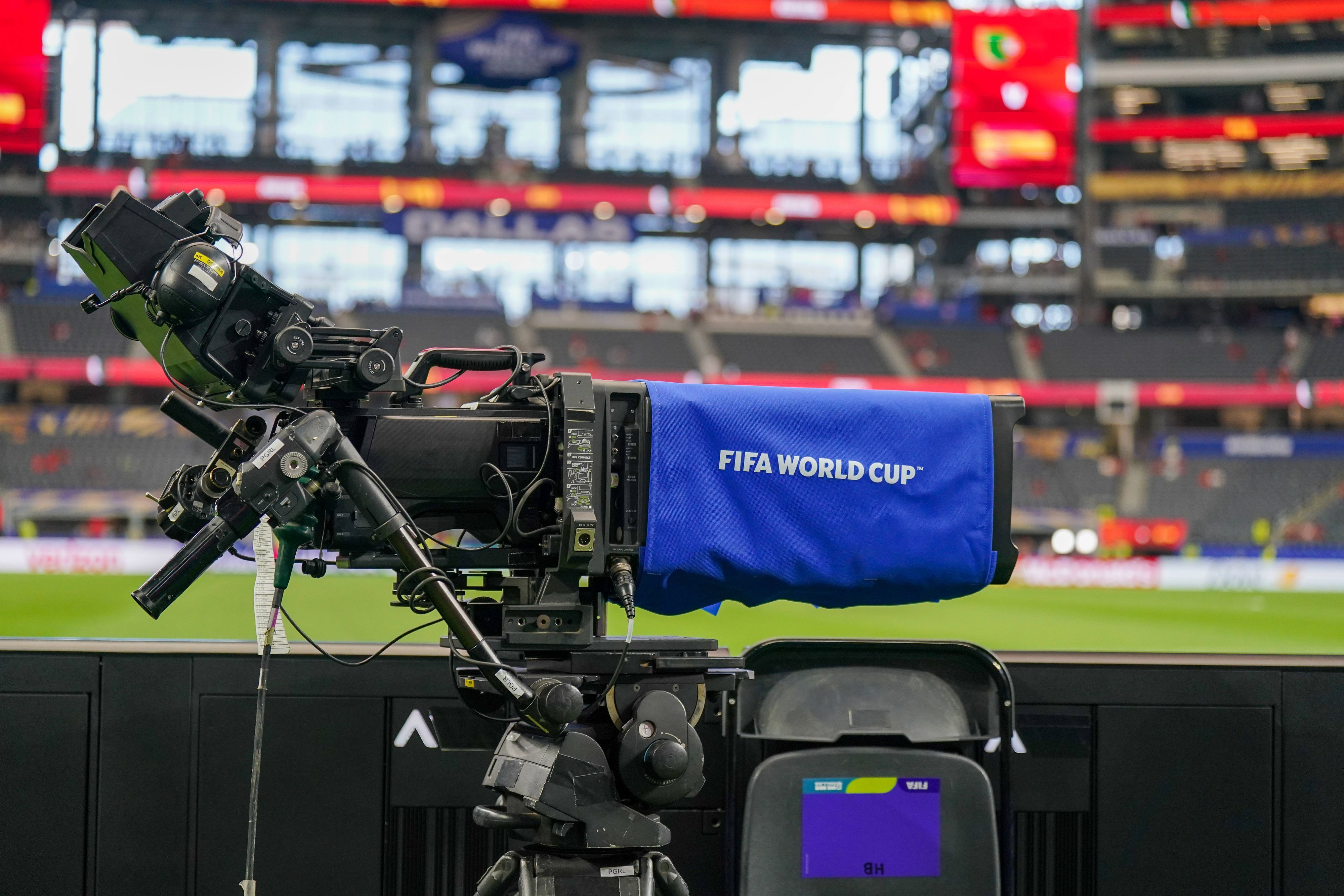 Eine Kamera im WM-Stadion.