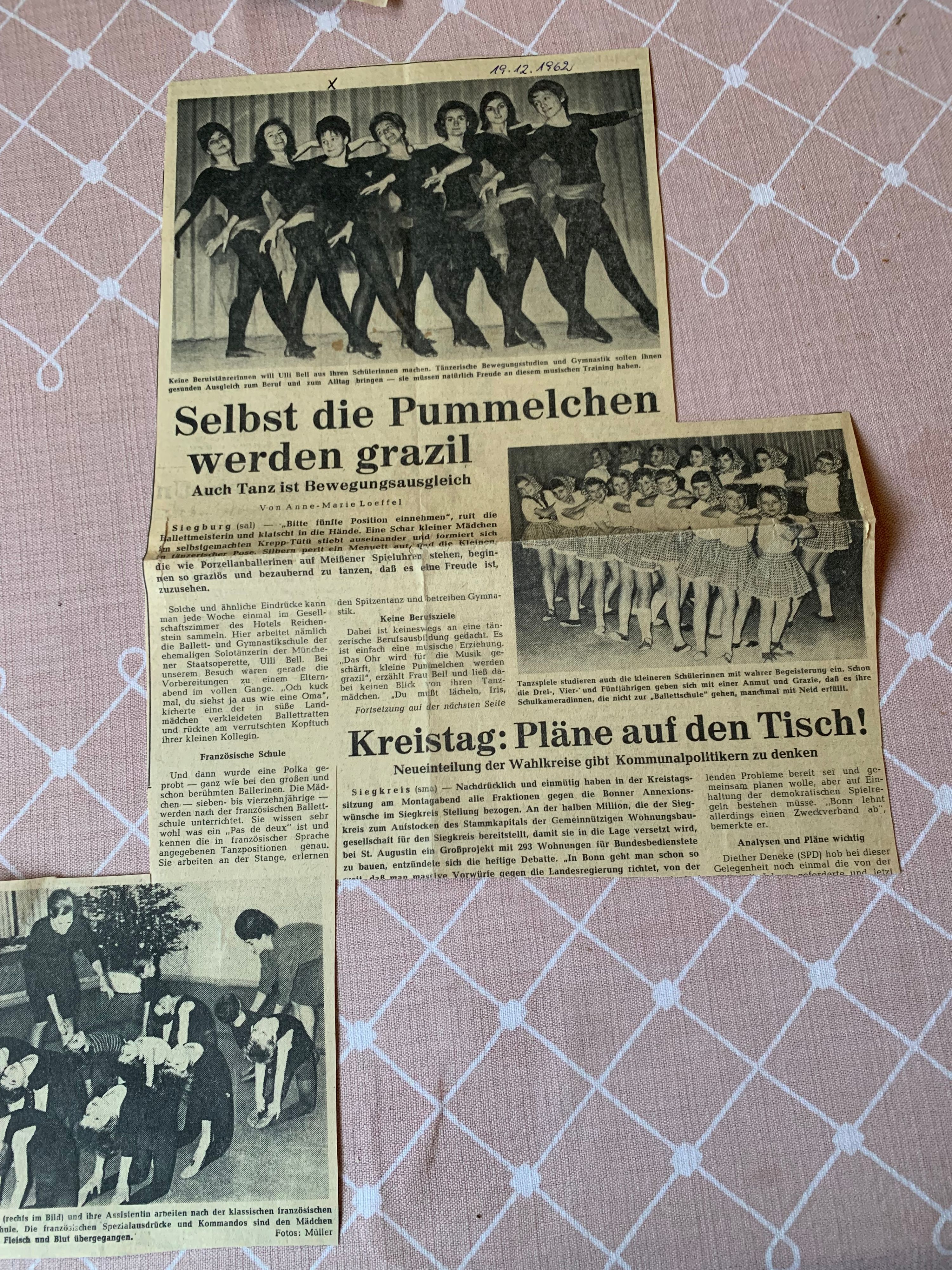 1962 wurde über die Ballettgruppe von Gabriele Rotthoff berichtet.