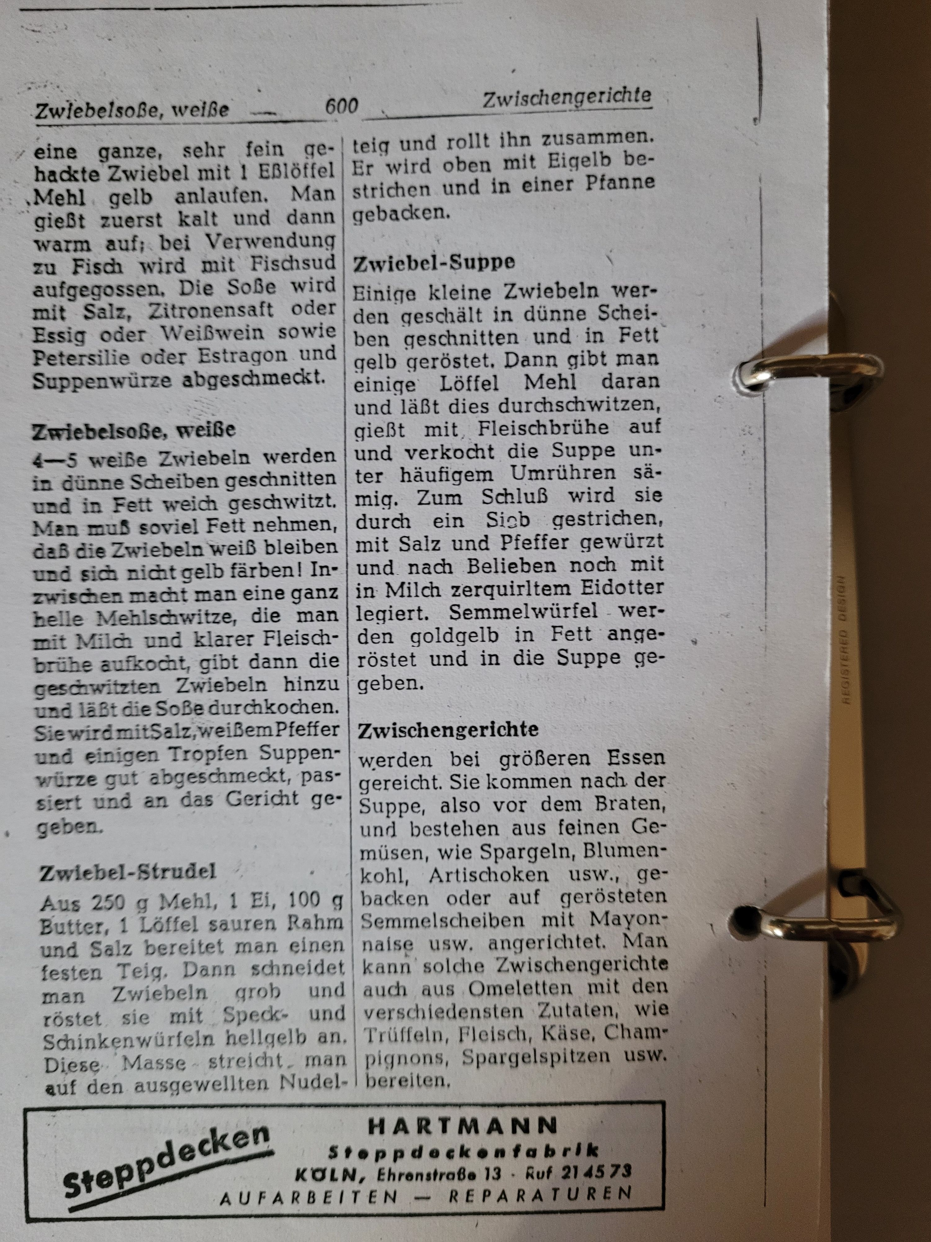 Die Großmutter von Ingrid Schulz hat die Rezepte aus der Kölnischen Rundschau gesammelt.