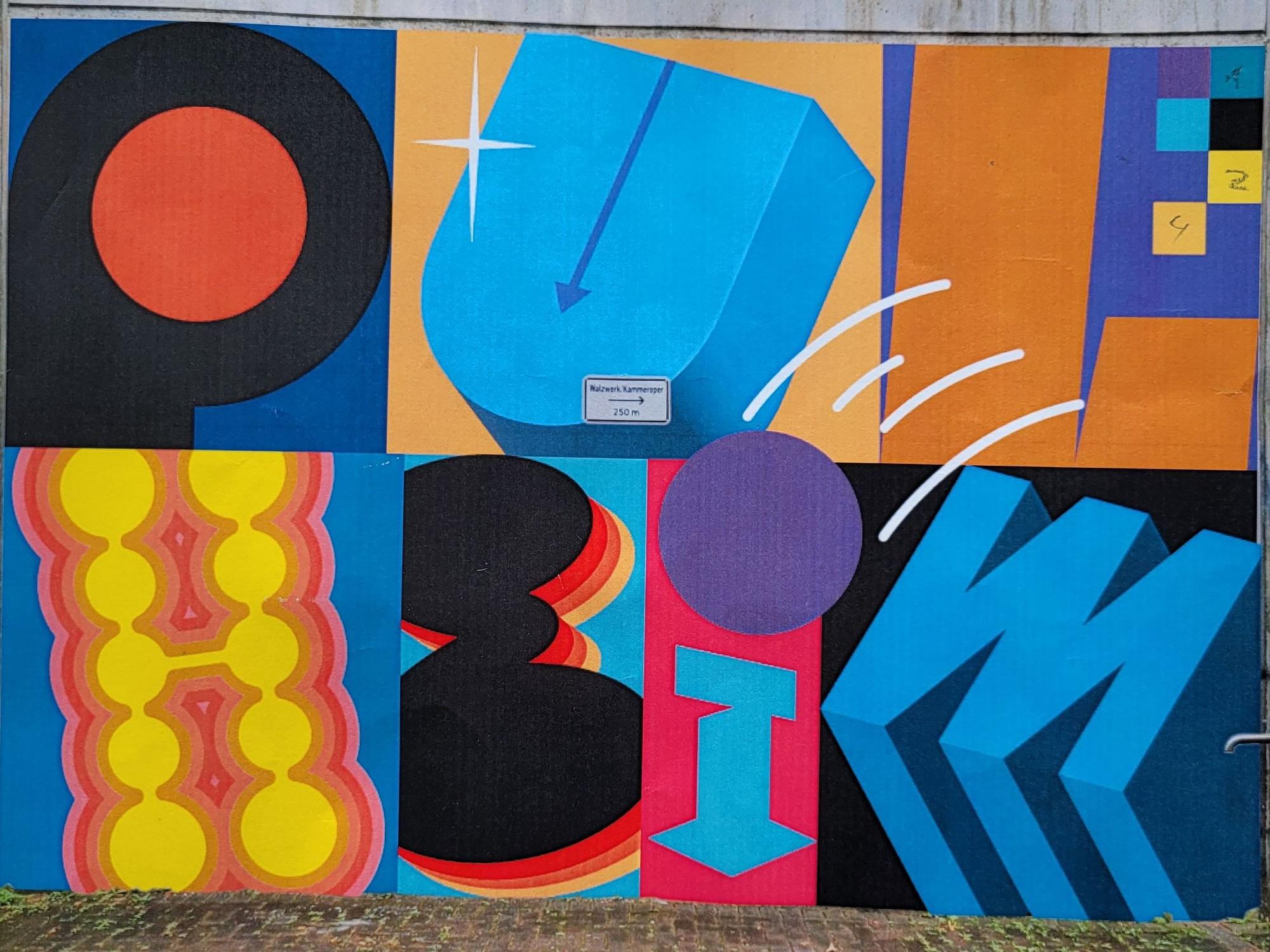 Der Entwurf des farbenfrohen Graffitos.
