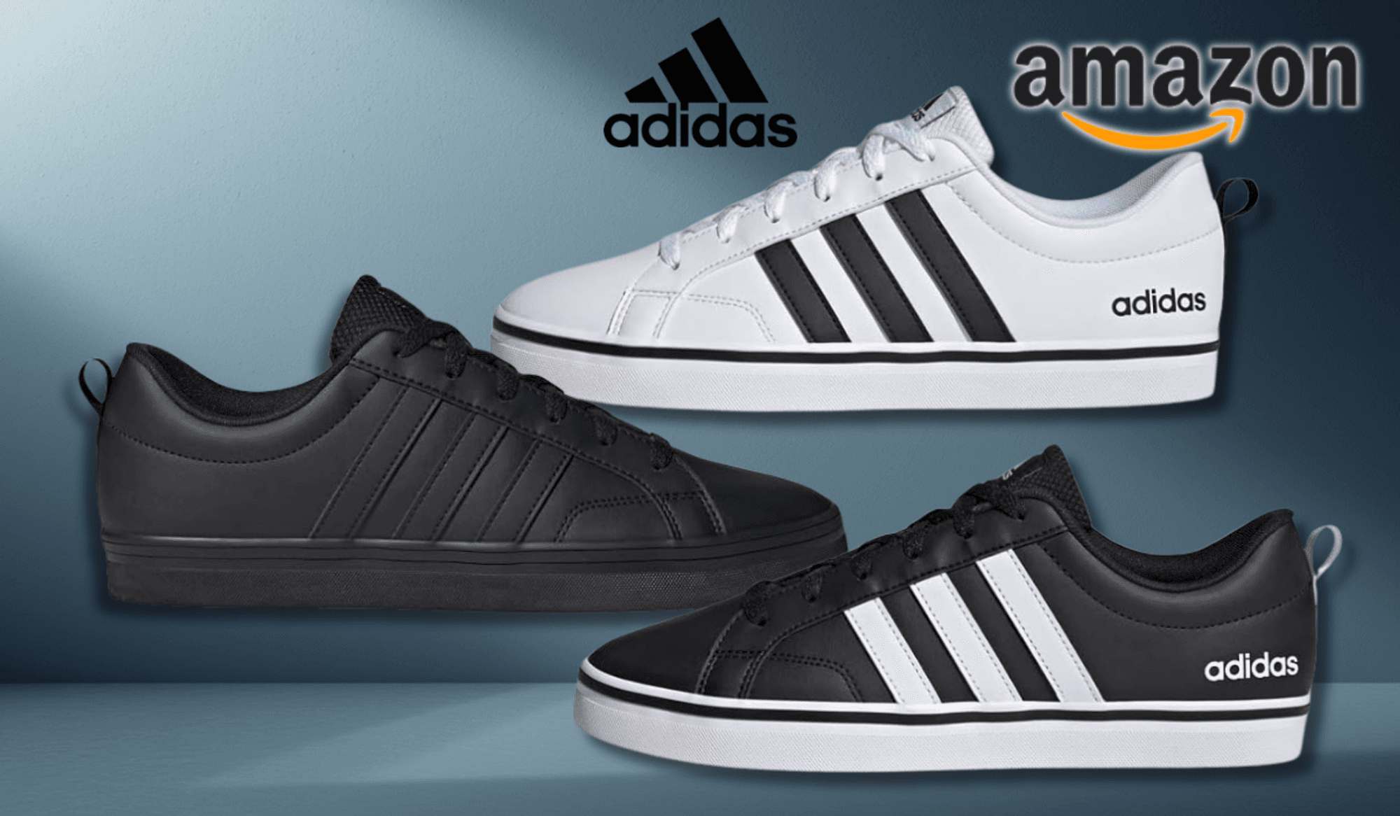 Der Adidas Vs Pace 2.0 vor einem dunklen Hintergrund.