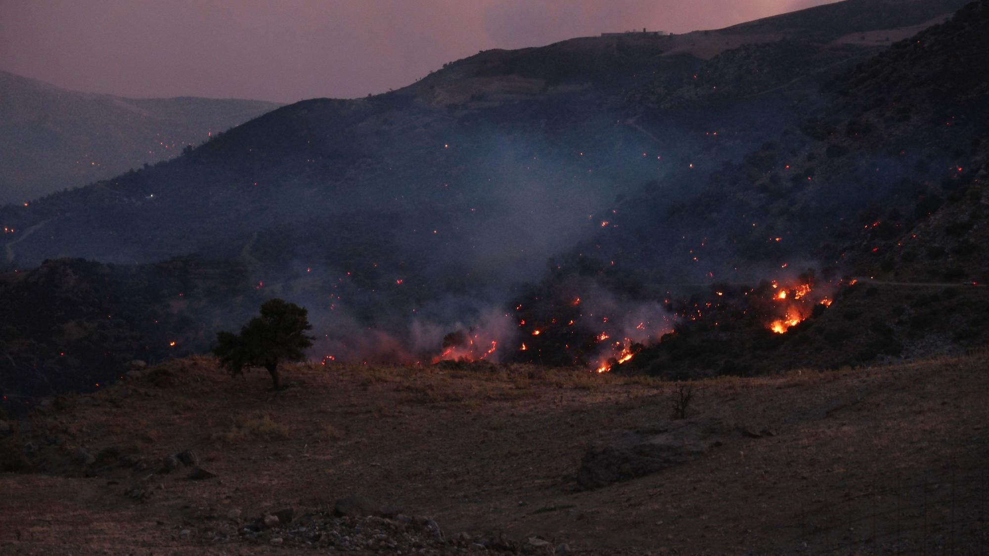 Ein Waldbrand wütet in der Region Rethymno auf der südgriechischen Insel Kreta.