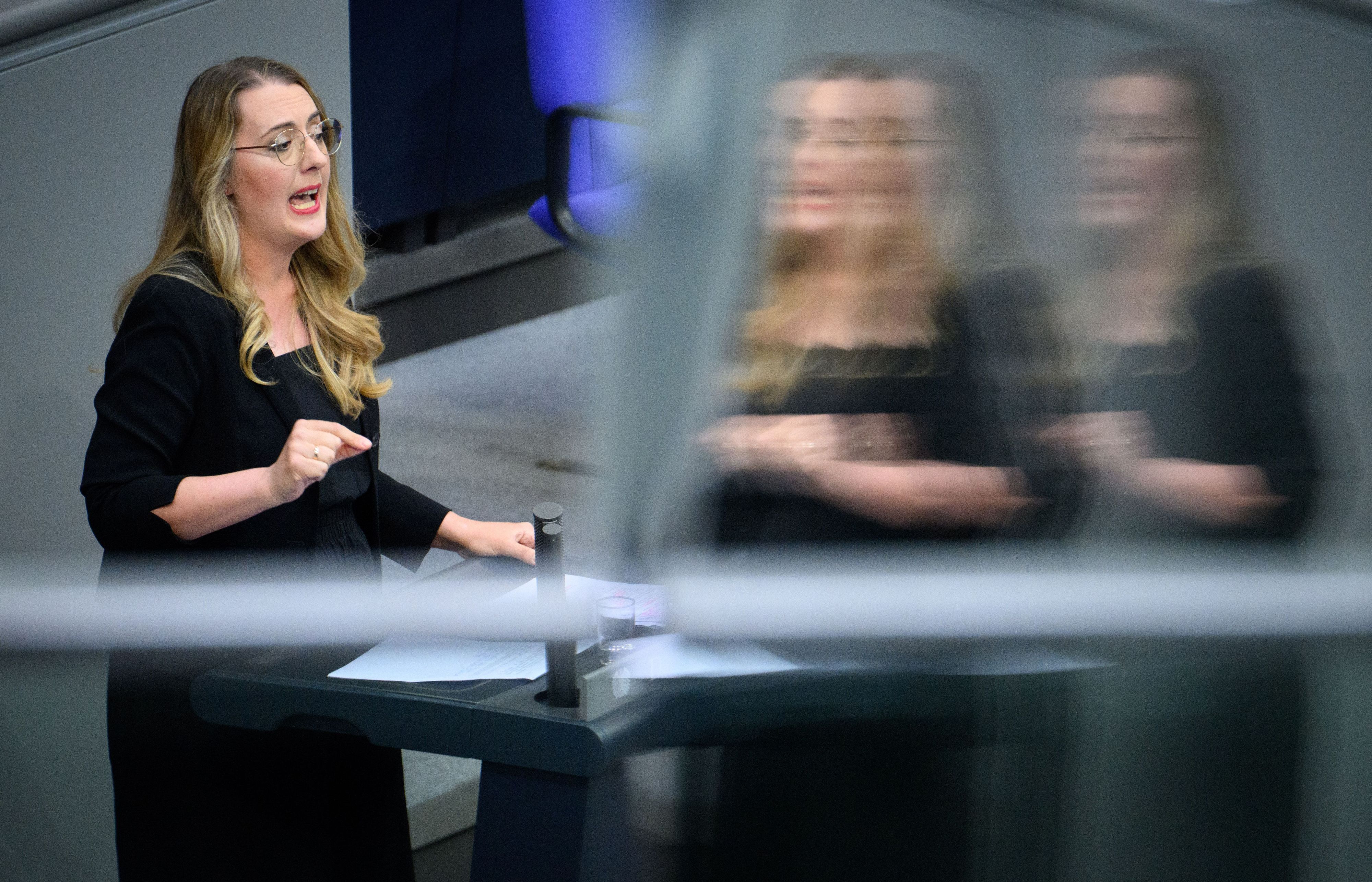 Katharina Dröge, Vorsitzende der Bundestagsfraktion von Bündnis 90/Die Grünen, spricht im Deutschen Bundestag.