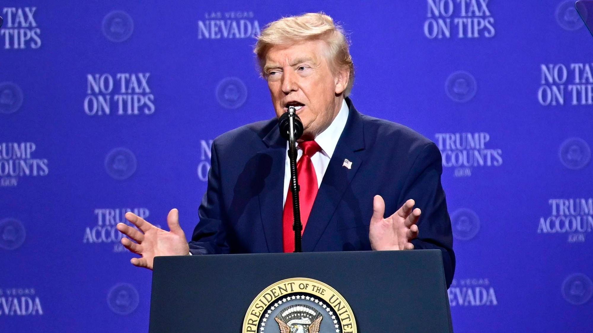 US-Präsident Donald Trump hält am Mittwoch (5. August) eine Rede bei einem Event in Las Vegas.
