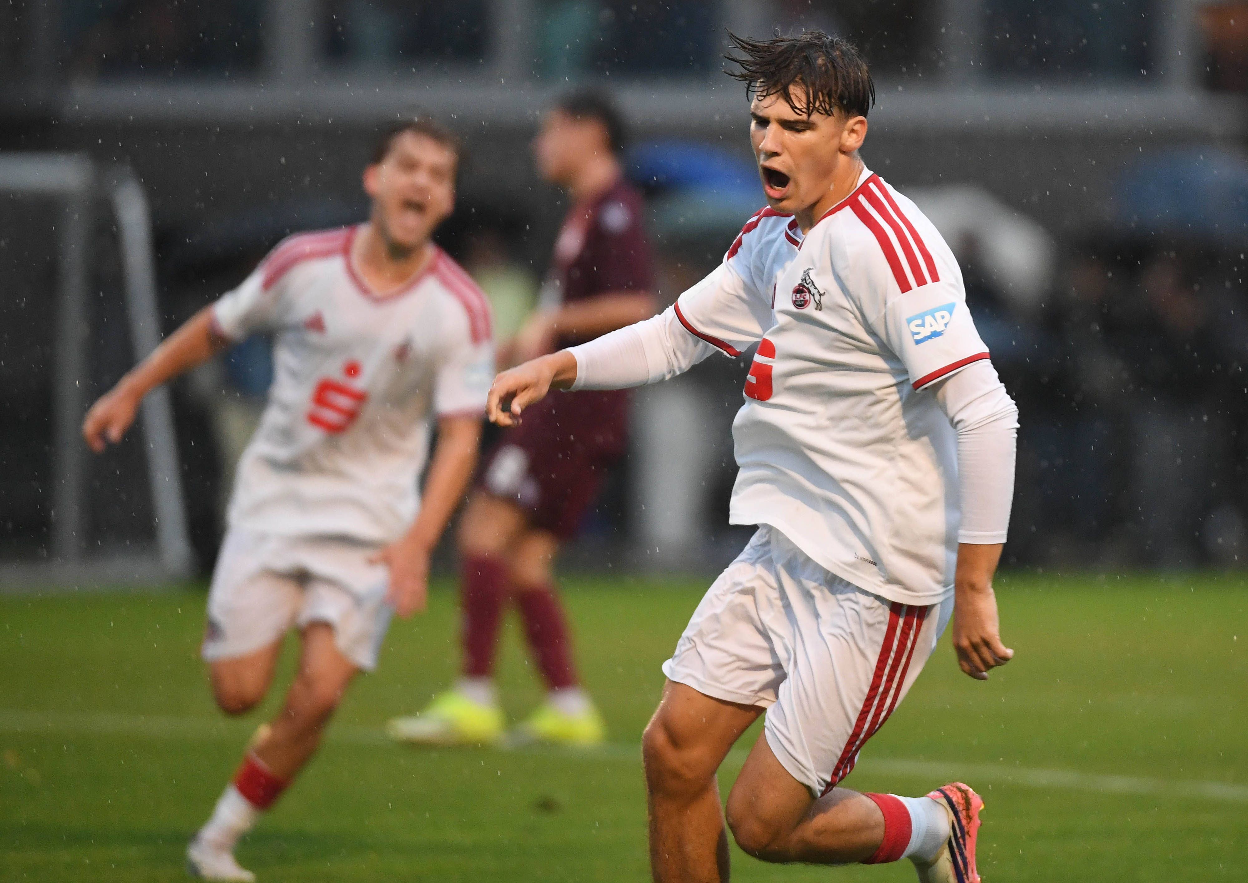 19.08.2026, xophax, Fussball 1.Bundesliga, U19 , A- Jugend Bundesliga , U19 DFB - Nachwuchsliga : Fortuna Köln gegen 1.FC Köln : Luca Mijatovic  1.FC Köln  , rechts nach seinem Tor. Köln *** August 19, 2026, xophax, Soccer, Bundesliga 1, U19, A-Youth Bundesliga, U19 DFB Youth League, Fortuna Cologne vs. 1. FC Cologne, Luca Mijatovic 1. FC Cologne, on the right after his goal, Cologne