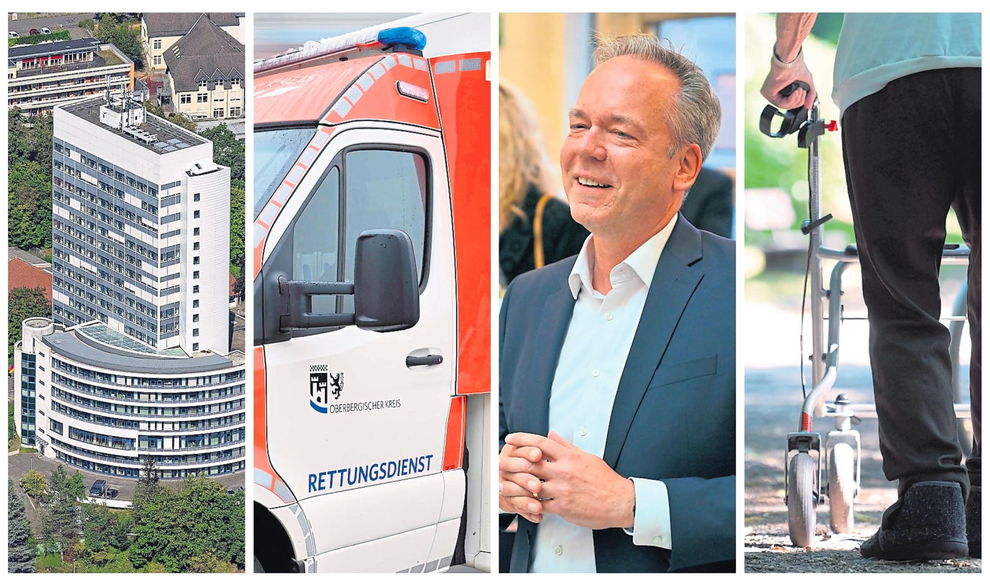 Von links zu sehen sind: Kreishaus, Rettungsdienstgebühren, Pflege: