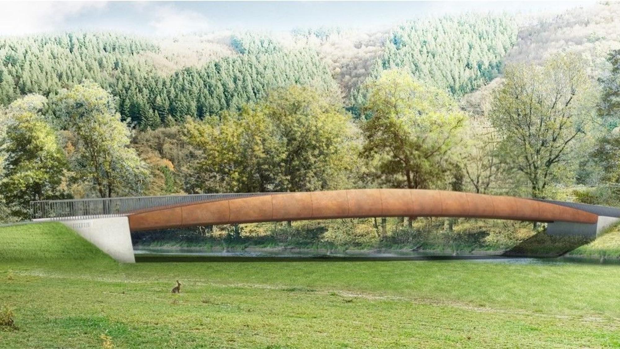 Die Skizze zeigt die geplante Brücke über die Wupper