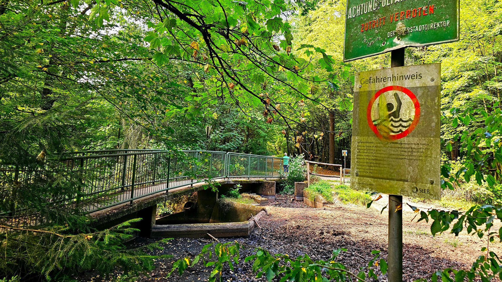 Der Flehbach in Köln-Brück trocknet immer wieder durch Hitze ein – wie hier Anfang August dieses Jahres.
