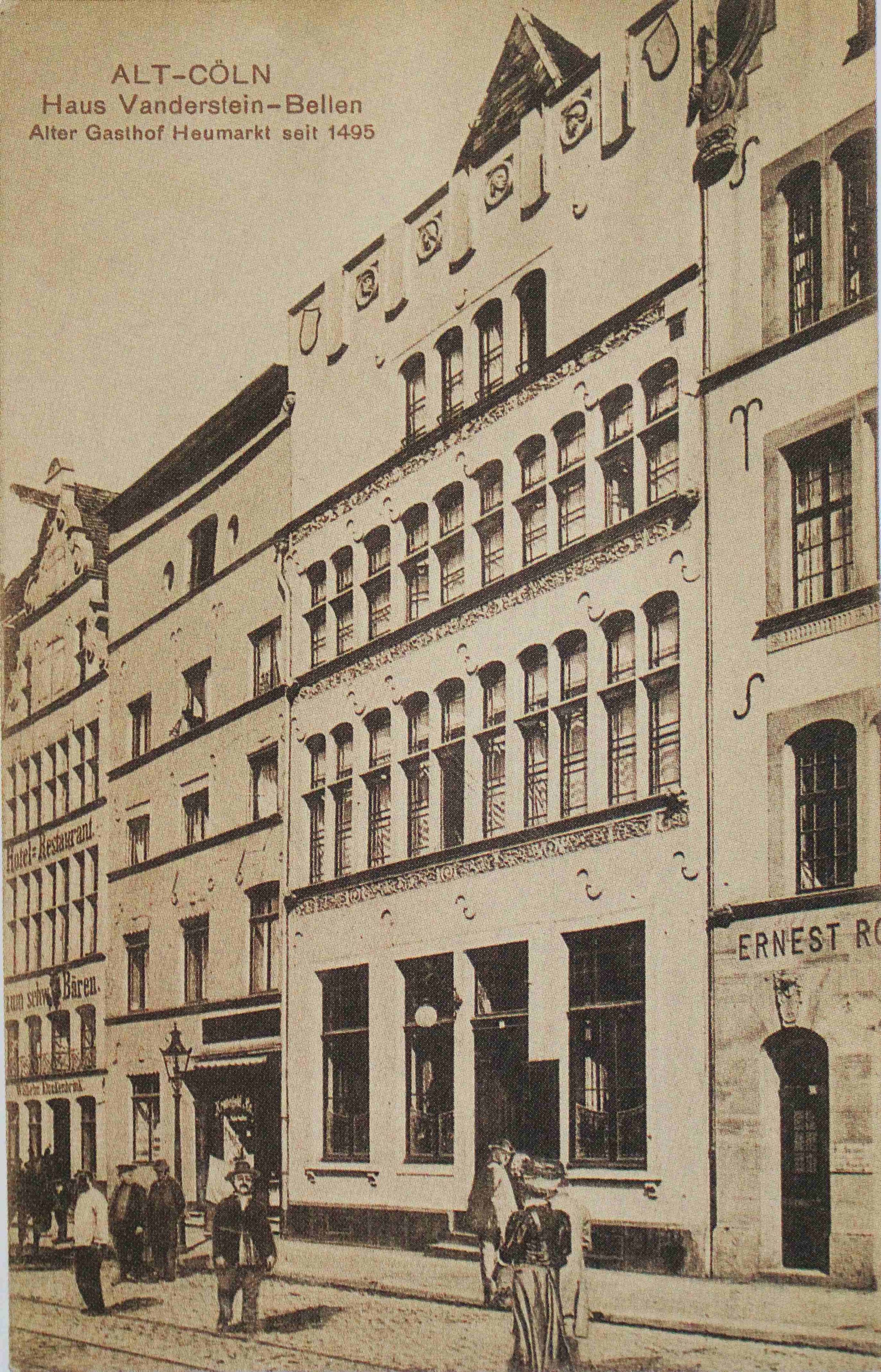Das Haus Vanderstein-Bellen geht auf das Jahr 1541 zurück und Denkmälern „bürgerlicher, weitläufiger Gediegenheit“ am Heumarkt.