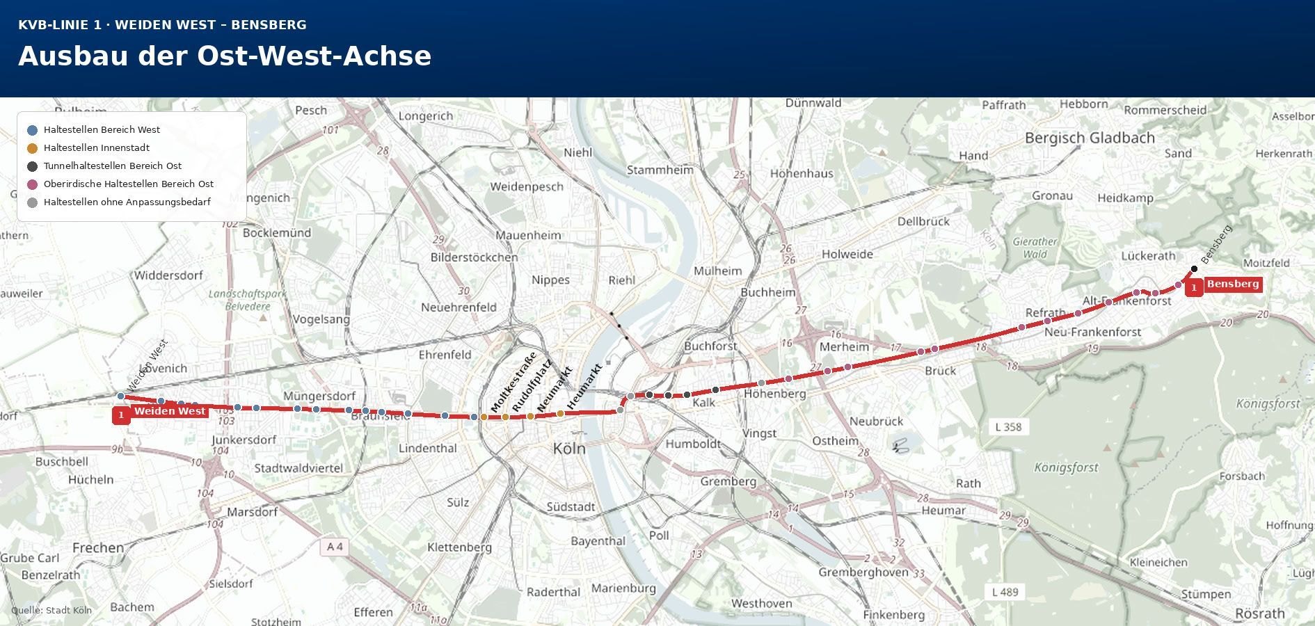 Verlauf der Ost-West-Achse