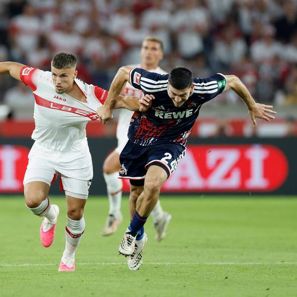 v.l.n.r.: Ermedin Demirovic VfB Stuttgart und Luka Lochoshvili 1. FC Köln, im Bundesliga-Spiel zwischen dem VfB Stuttgart und dem 1. FC Köln in der MHP Arena, Stuttgart, Deutschland, am 4. September 2026. in action during the Bundesliga match between VfB Stuttgart and 1. FC Köln at the MHP Arena, Stuttgart, Germany, on September 4, 2026. DFB/DFL REGULATIONS PROHIBIT ANY USE OF PHOTOGRAPHS AS IMAGE SEQUENCES AND/OR QUASI-VIDEO, *** From left to right: Ermedin Demirovic of VfB Stuttgart and Luka Lochoshvili of 1 FC Köln, during the Bundesliga match between VfB Stuttgart and 1 FC Köln at the MHP Arena, Stuttgart, Germany, on September 4, 2026, in action during the Bundesliga match between VfB Stuttgart and 1 FC Köln at the MHP Arena, Stuttgart, Germany, on September 4, 2026. DFB and DFL regulations prohibit any use of photographs as image sequences and/or quasi-video, Copyright: HMBxMedia/xHeikoxBecker