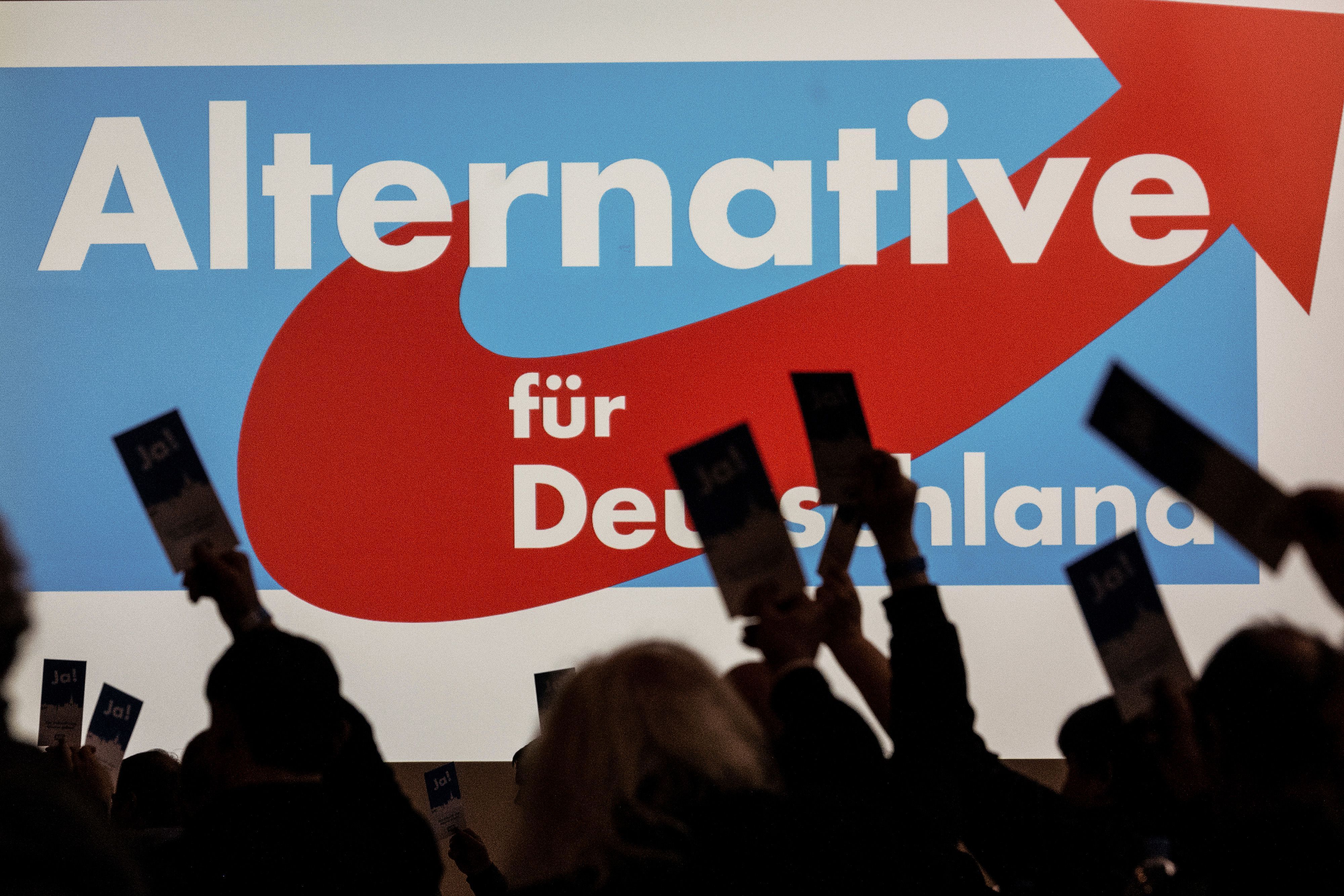ARCHIV - 25.02.2023, Hessen, Melsungen: Delegierte halten beim Landesparteitag AfD Hessen ihren Stimmzettel. (zu dpa: «Was will die AfD in Hessen und wo steht sie?») Foto: Swen Pförtner/dpa +++ dpa-Bildfunk +++
