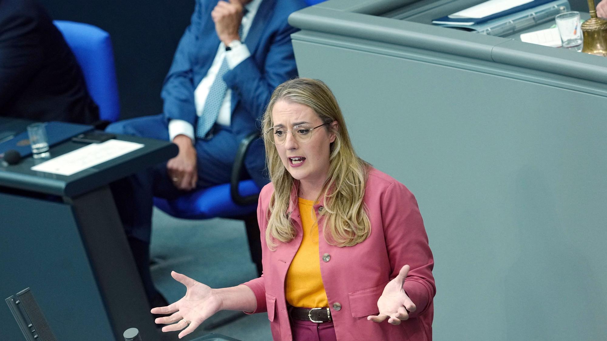 Katharina Dröge, Bundestags-Fraktionsvorsitzende von Bündnis 90/Die Grünen, spricht bei der Generaldebatte.