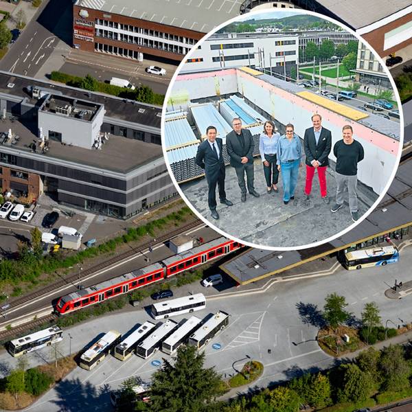 Das neue Prisma (links) schließt sich gleich an die Halle 51 an. Gestern feierten Bauherr und Mieter mit der Stadt Richtfest.