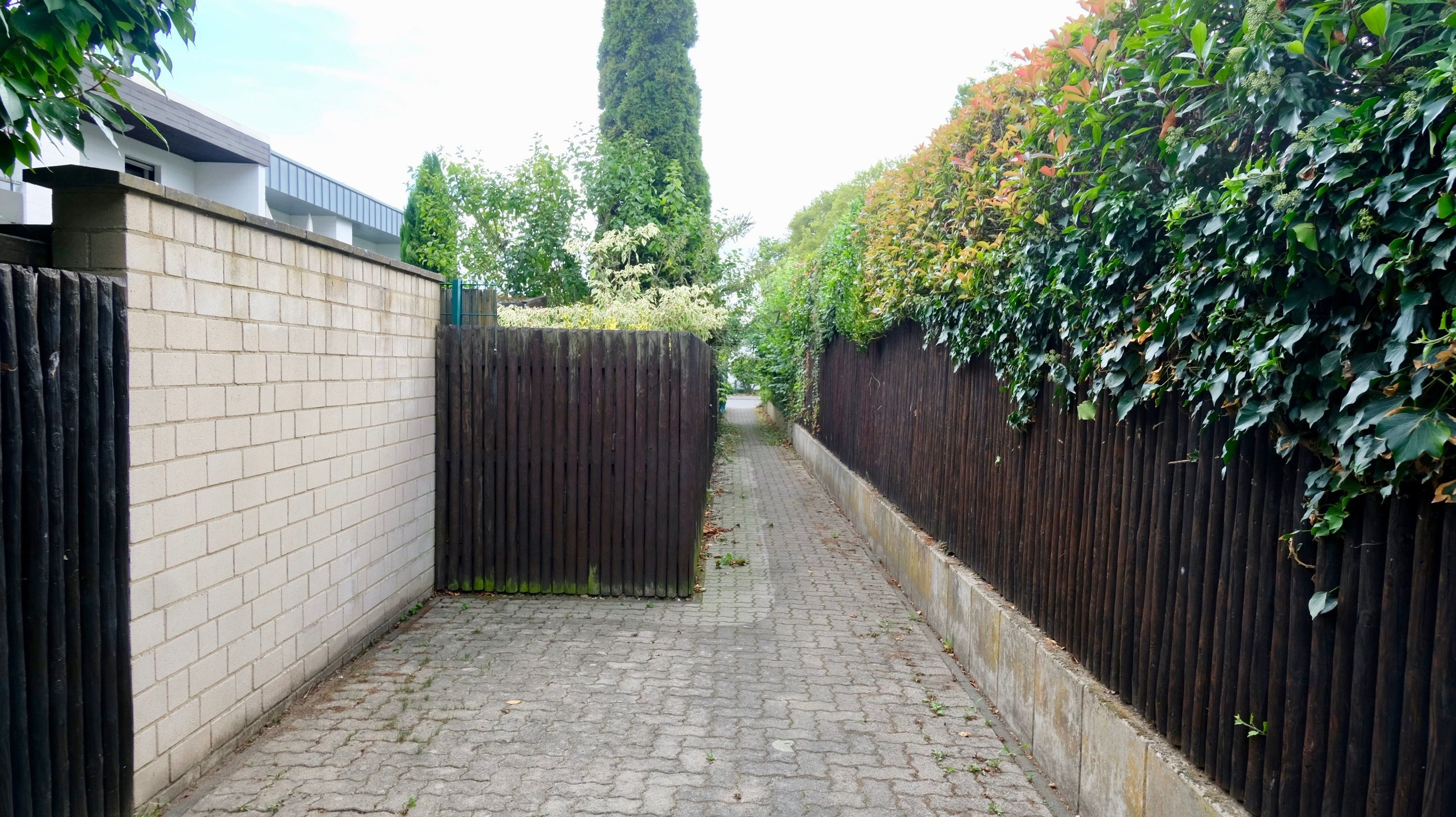 Durch den Weg rechts müsste das Stromkabel vom Haus der Martinis zur Garage verlegt werden.