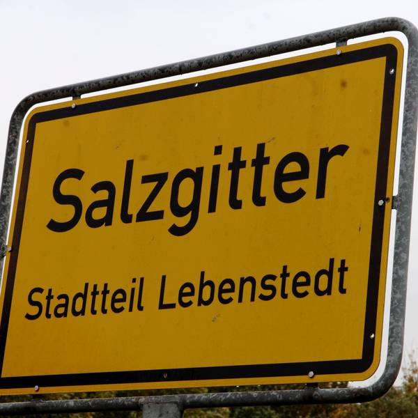 ARCHIV - 30.09.2008, Niedersachsen, Salzgitter: Ein Schild weist auf den Stadtteil Lebenstedt in Salzgitter hin. (zu dpa: «AfD-Kandidatin in Stichwahl in Salzgitter») Foto: Wolfgang Weihs/dpa +++ dpa-Bildfunk +++