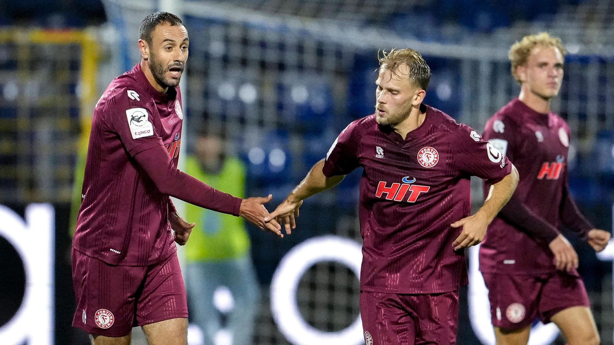 Hamadi Al Ghaddioui (l.) jubelt mit Georg Strauch über den Last-Minute-Ausgleich gegen Hoffenheim II.