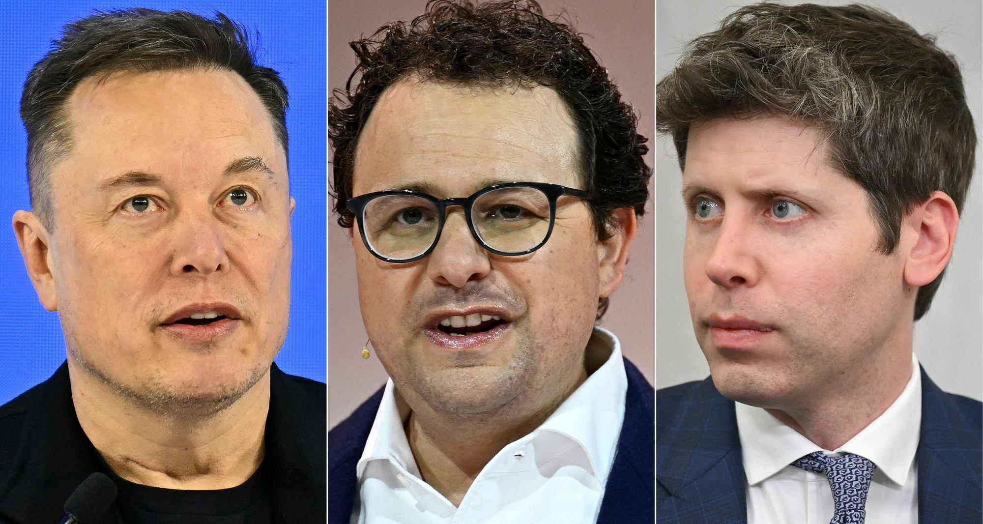 Bekommen sie Angst vor der eigenen Technologie? KI-Bosse Elon Musk (SpaceXAI), Dario Amodei (Anthropic) und Sam Altman (OpenAI, v.l.)