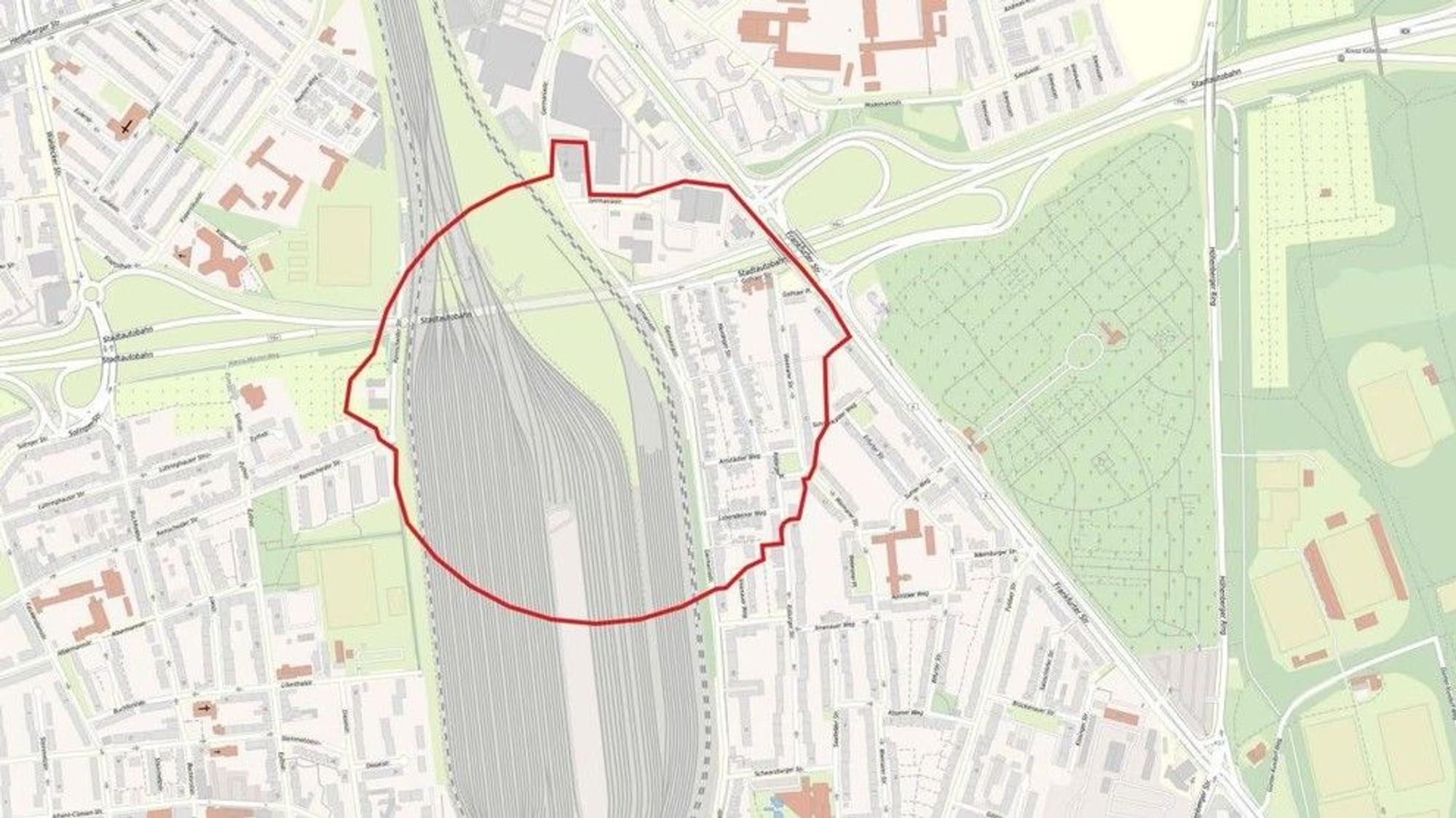 Nach dem Blindgängerfund auf dem Güterbahnhofsgelände der DB in Kalk wurde dieser Evakuierungsradius festgelegt.