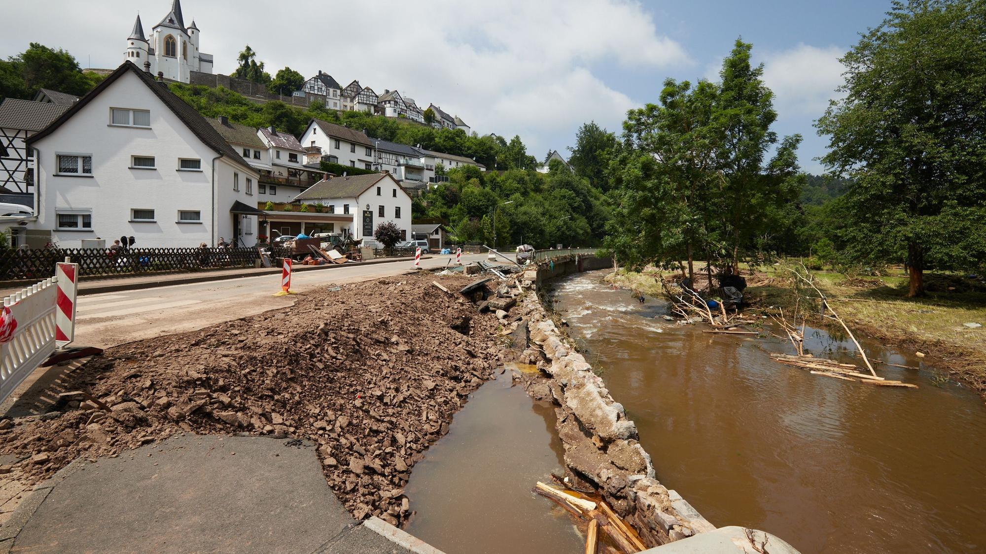 Das Bild zeigt Schäden nach der Flutkatastrophe vom Juli 2021 in Hellenthal-Reifferscheid.