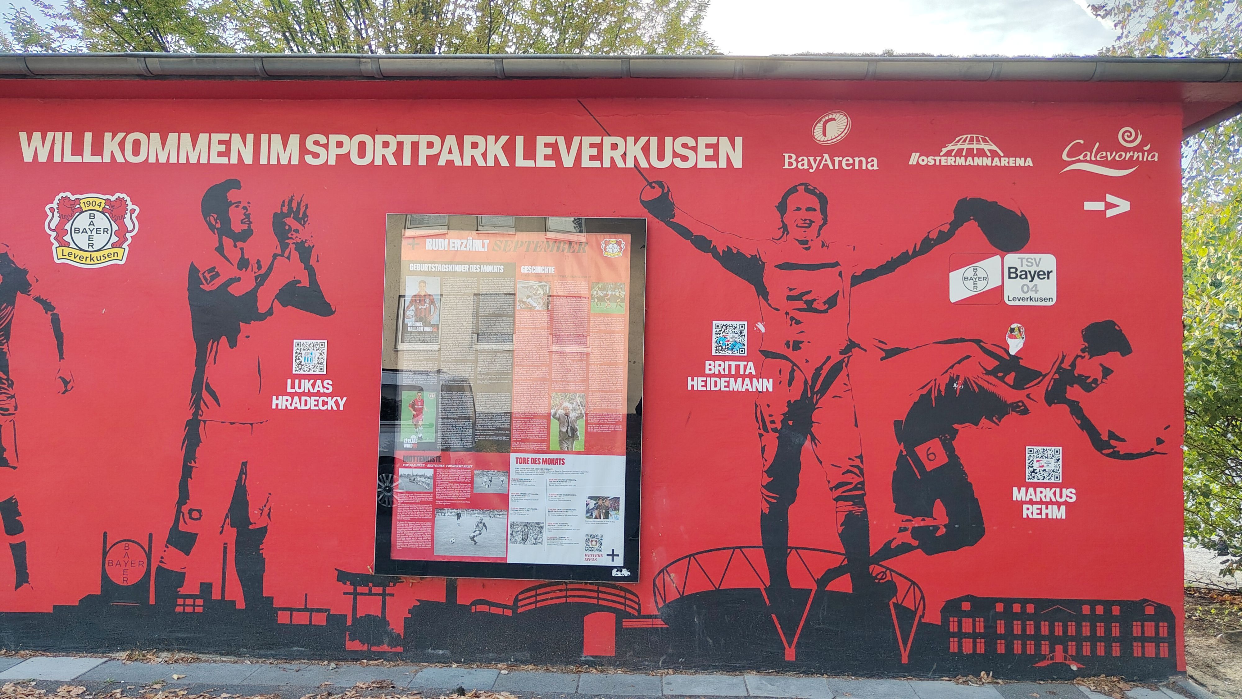 Olympische und Paralympische Champions: Britta Heidemann und Markus Rehm auf einem Trafohaus an der Bismarkstraße.