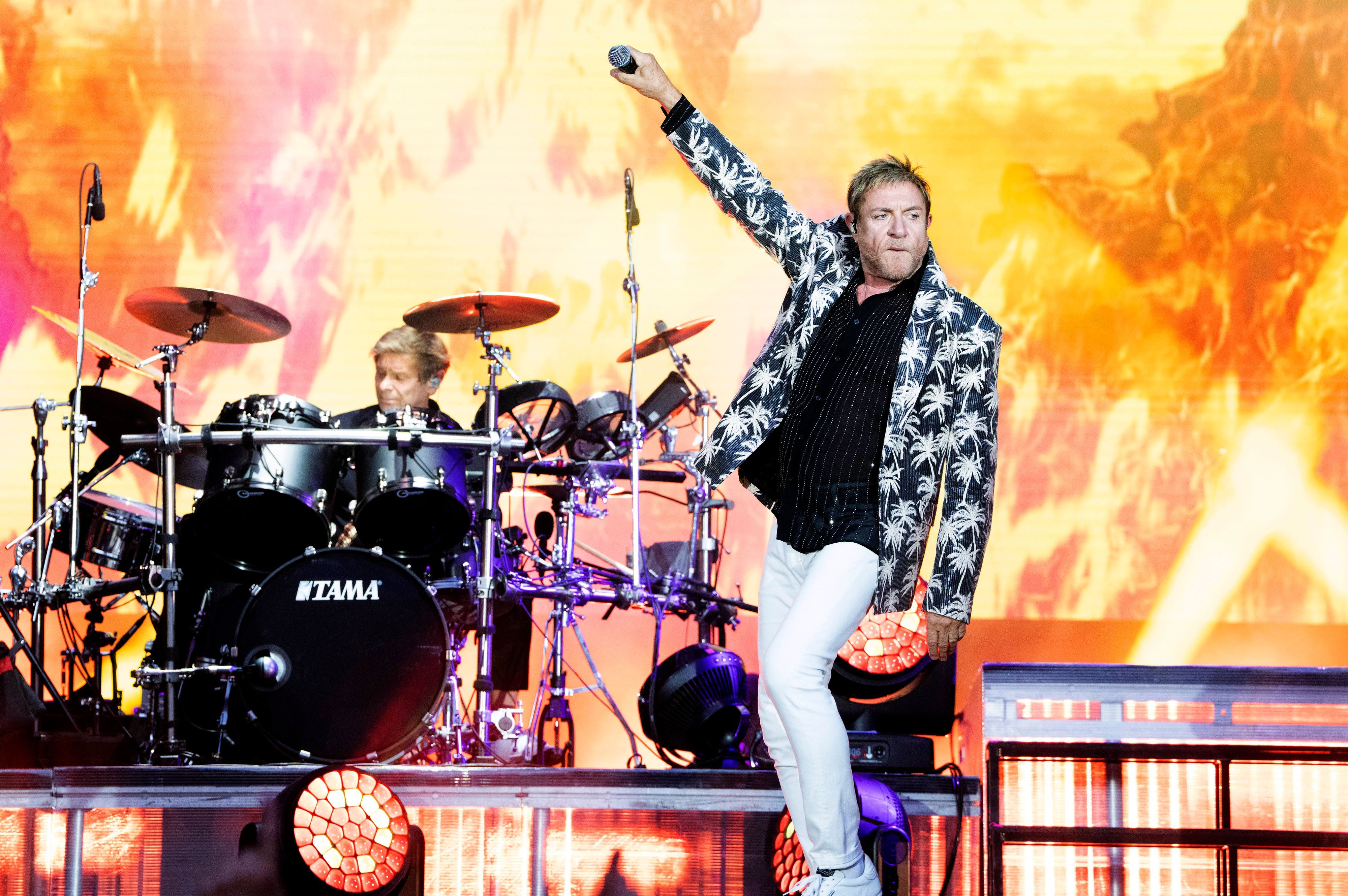 Roger Taylor und Simon Le Bon von Duran Duran live auf dem Musikfestival Moon&Stars 2026 auf der Piazza Grande. Locarno, 12.07.2026