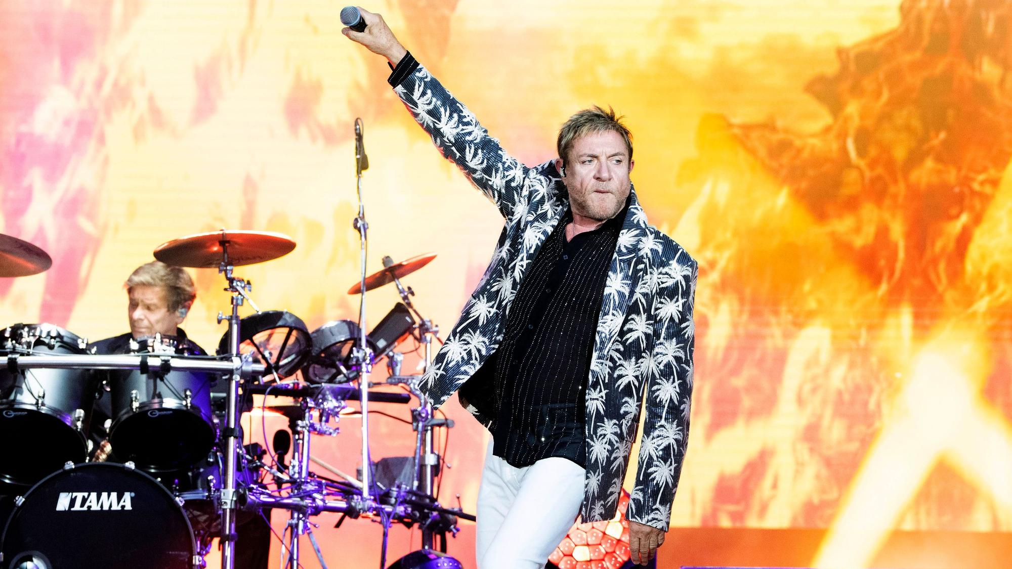 Roger Taylor und Simon Le Bon von Duran Duran live auf dem Musikfestival Moon&Stars 2026 auf der Piazza Grande. Locarno, 12.07.2026