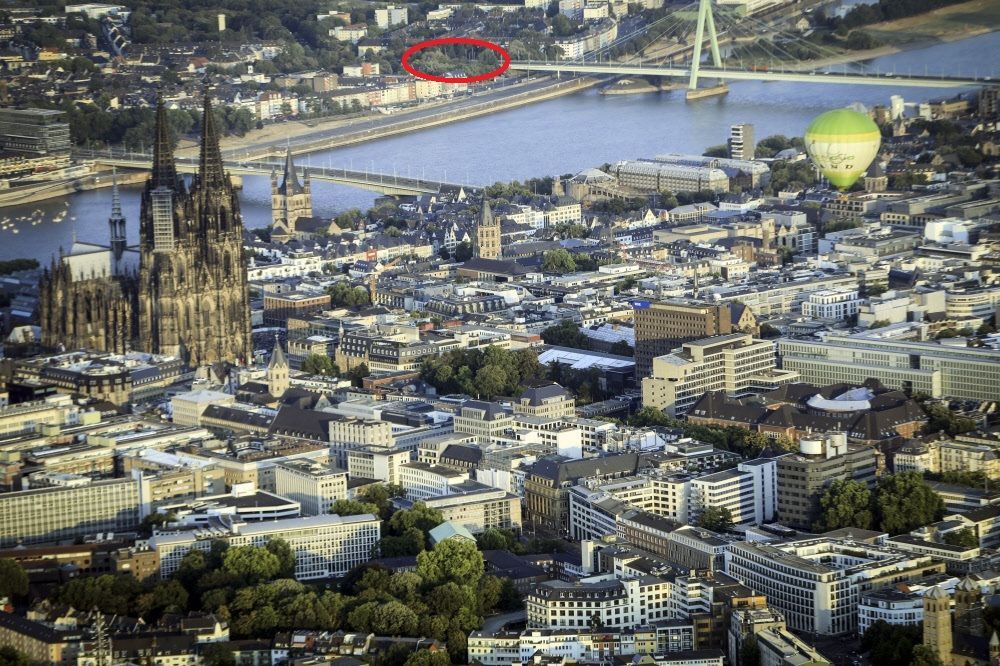 Der rote Kreis zeigt den Standort des geplanten Hochhauses an.