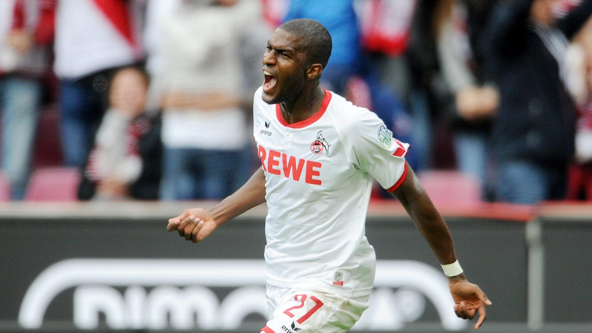 1:0 Jubel Torschuetze Anthony Modeste (Koeln)
Fussball Bundesliga, 1. FC Koeln - Borussia Moenchengladbach