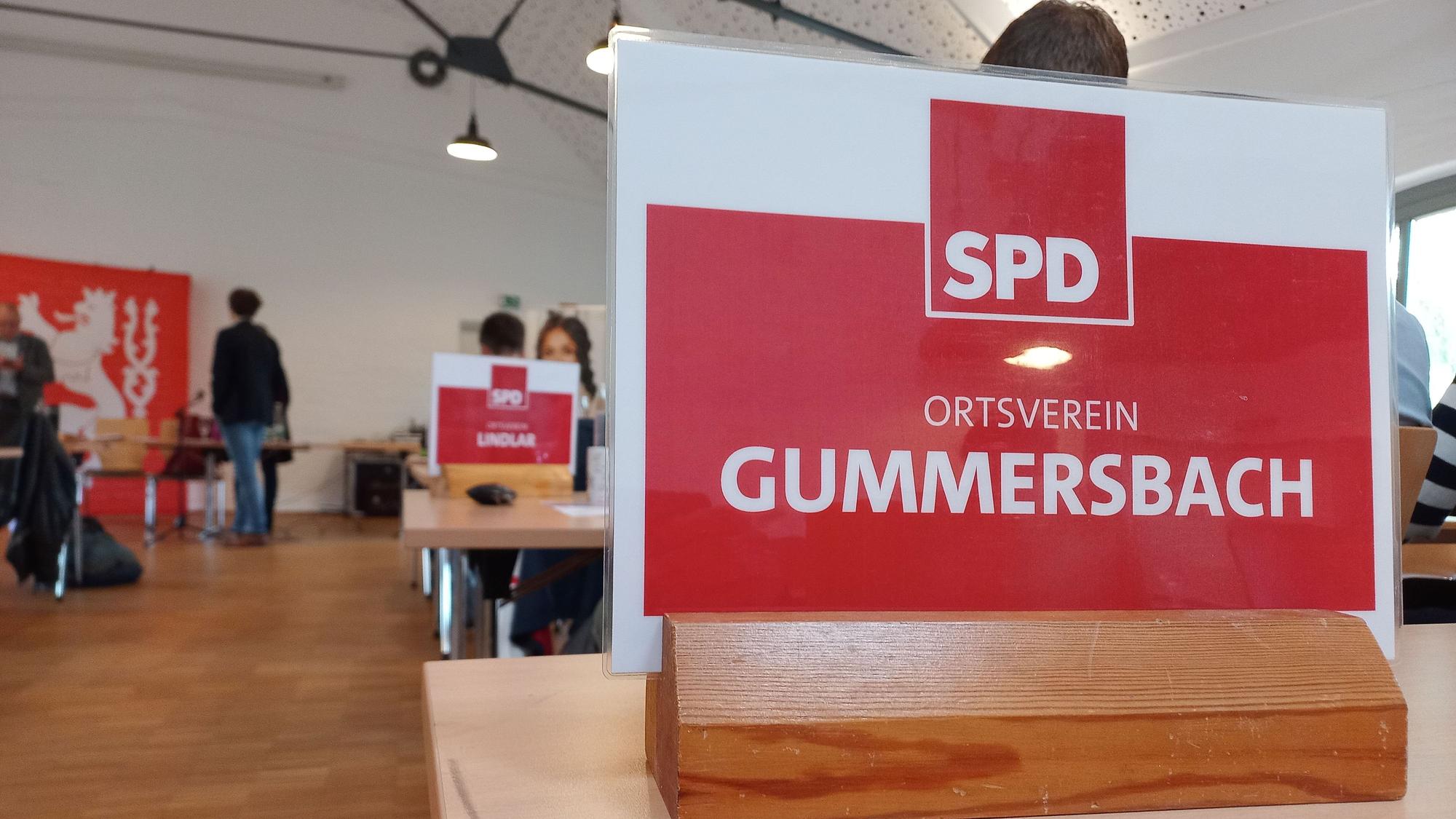 Tischschild des SPD-Ortsvereins Gummersbach
