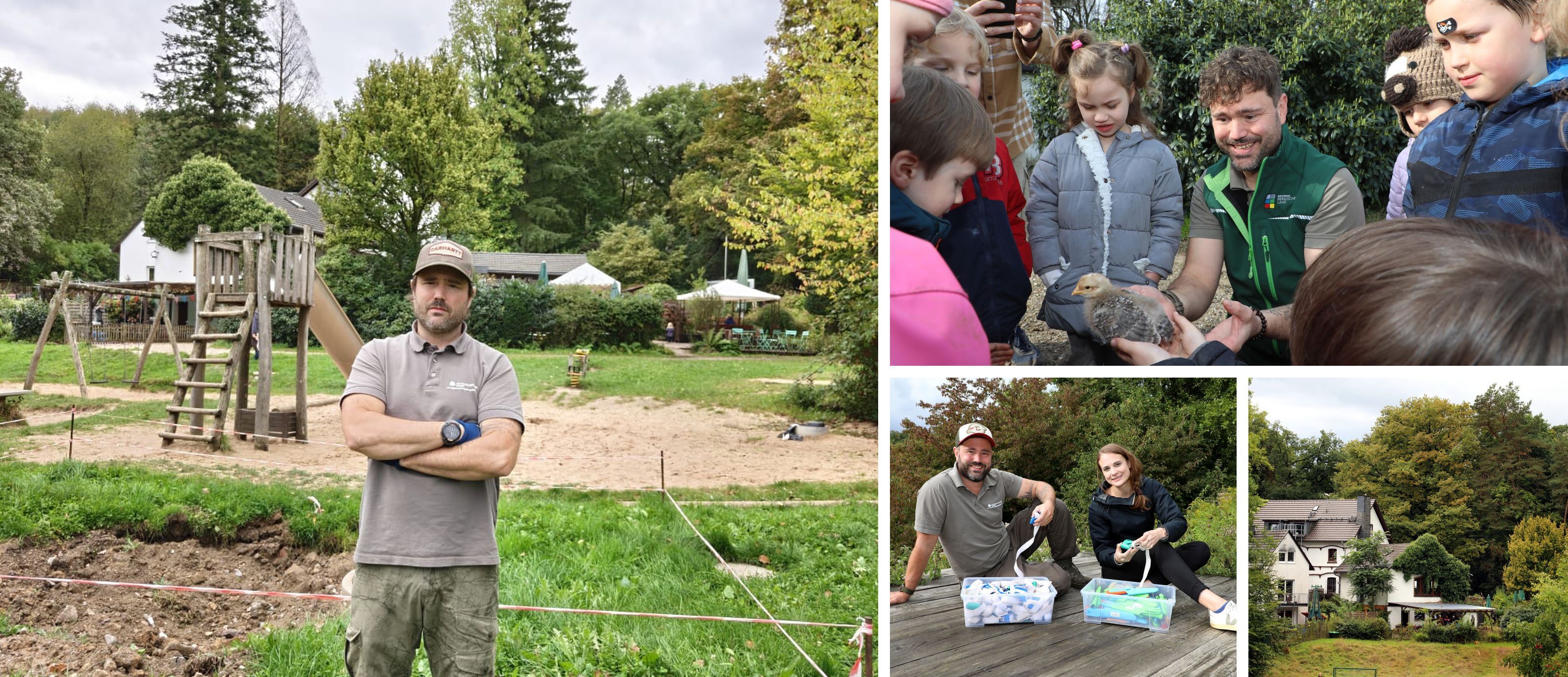 Benjamin Stapf, der Pächter des Naturfreundehauses Haus Hardt in Bergisch Gladbach, steht neben der sanierungsbedürftigen Kläranlage von Haus Hardt.