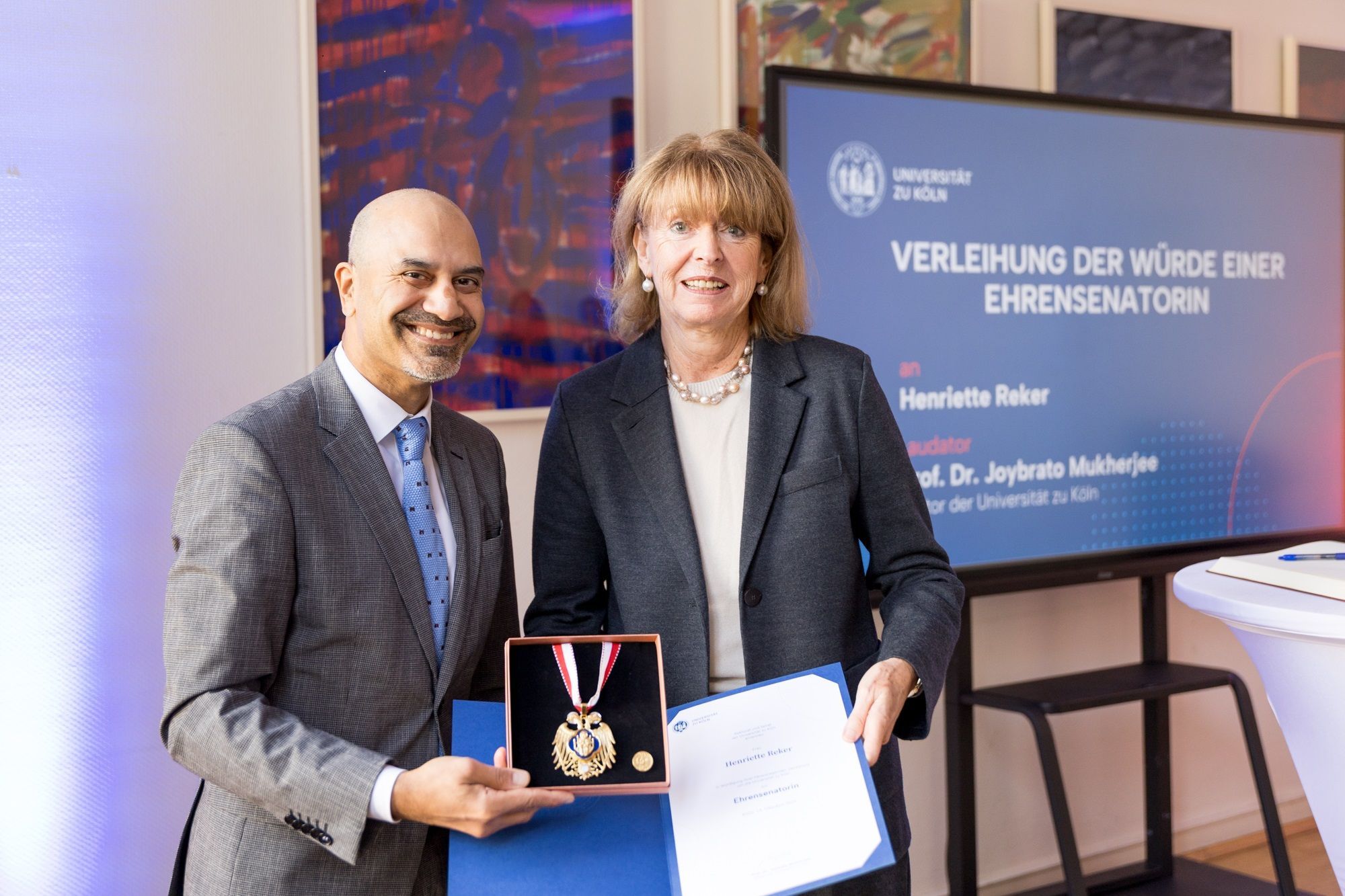 Professor Dr. Joybrato Mukherjee, Rektor der Universität zu Köln, und Henriette Reker, ehemalige Oberbürgermeisterin der Stadt Köln