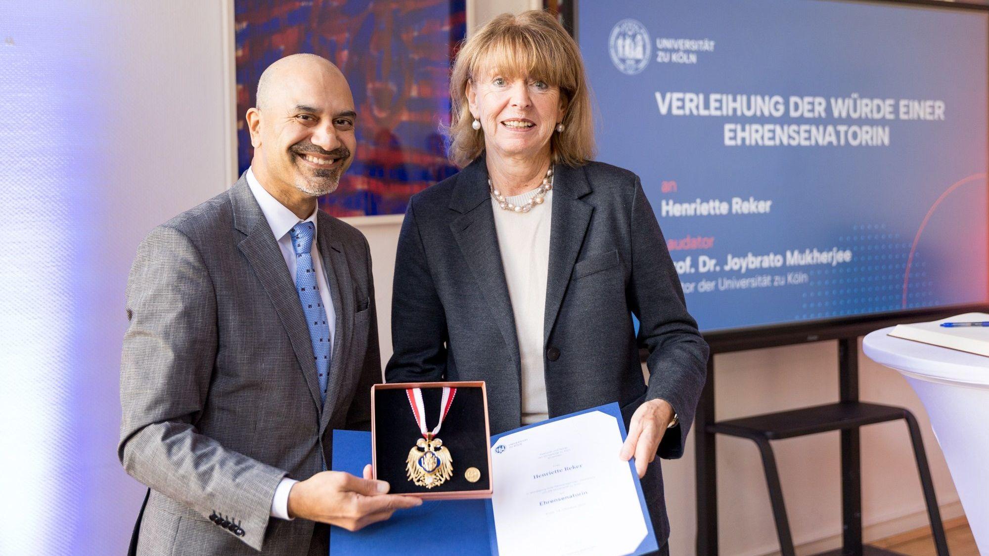 Professor Dr. Joybrato Mukherjee, Rektor der Universität zu Köln, und Henriette Reker, ehemalige Oberbürgermeisterin der Stadt Köln