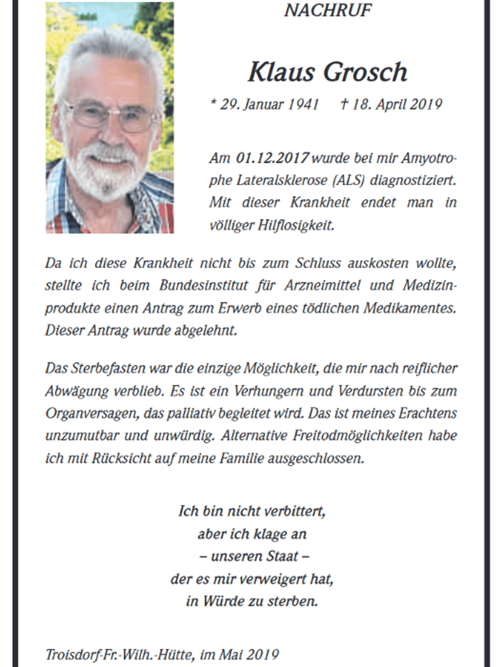 Grosch-Todesanzeige