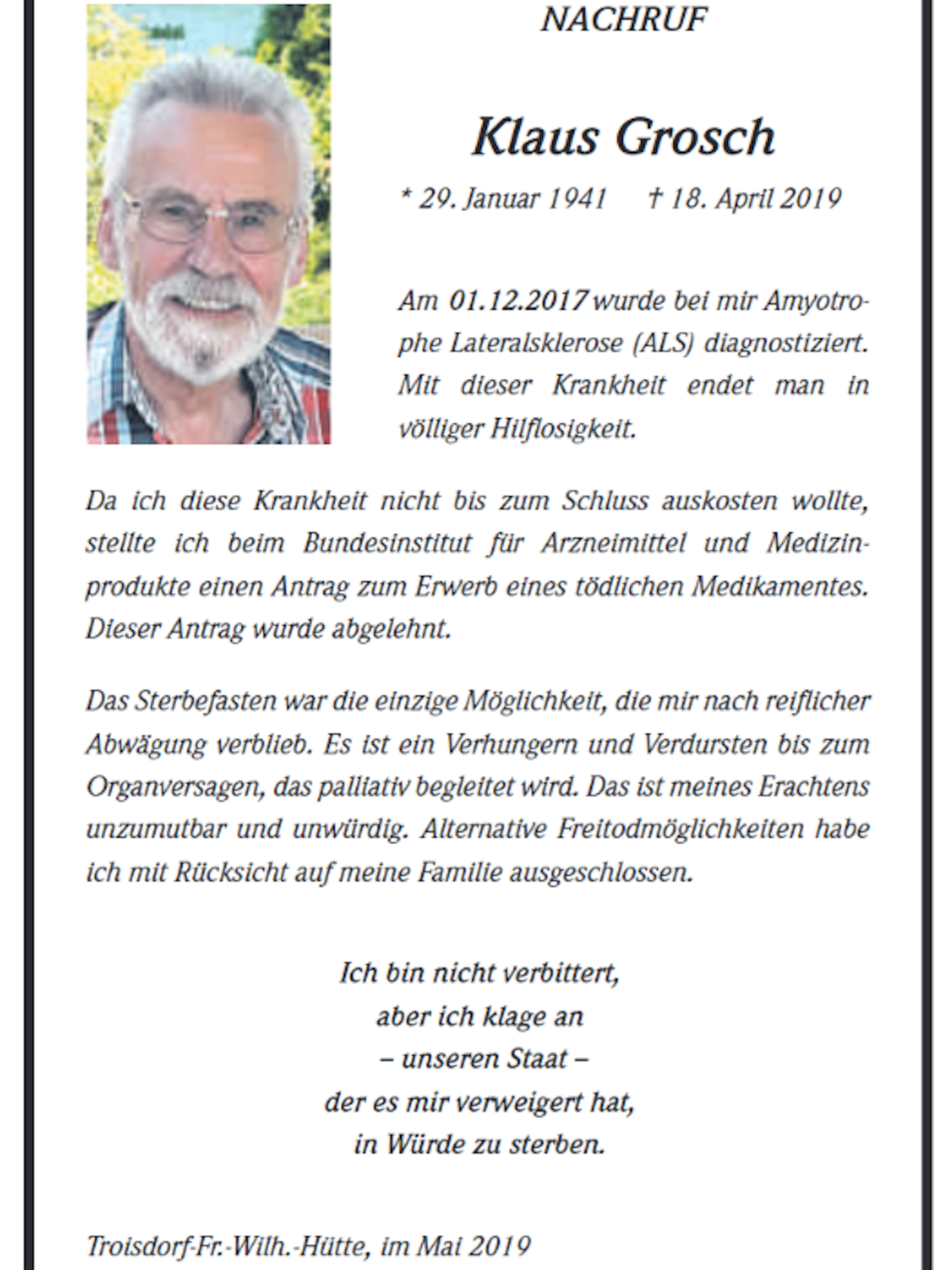 Grosch-Todesanzeige