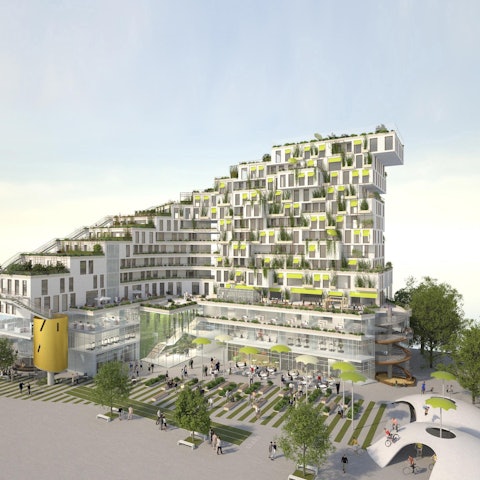 Grünes Hochhaus in Chorweiler