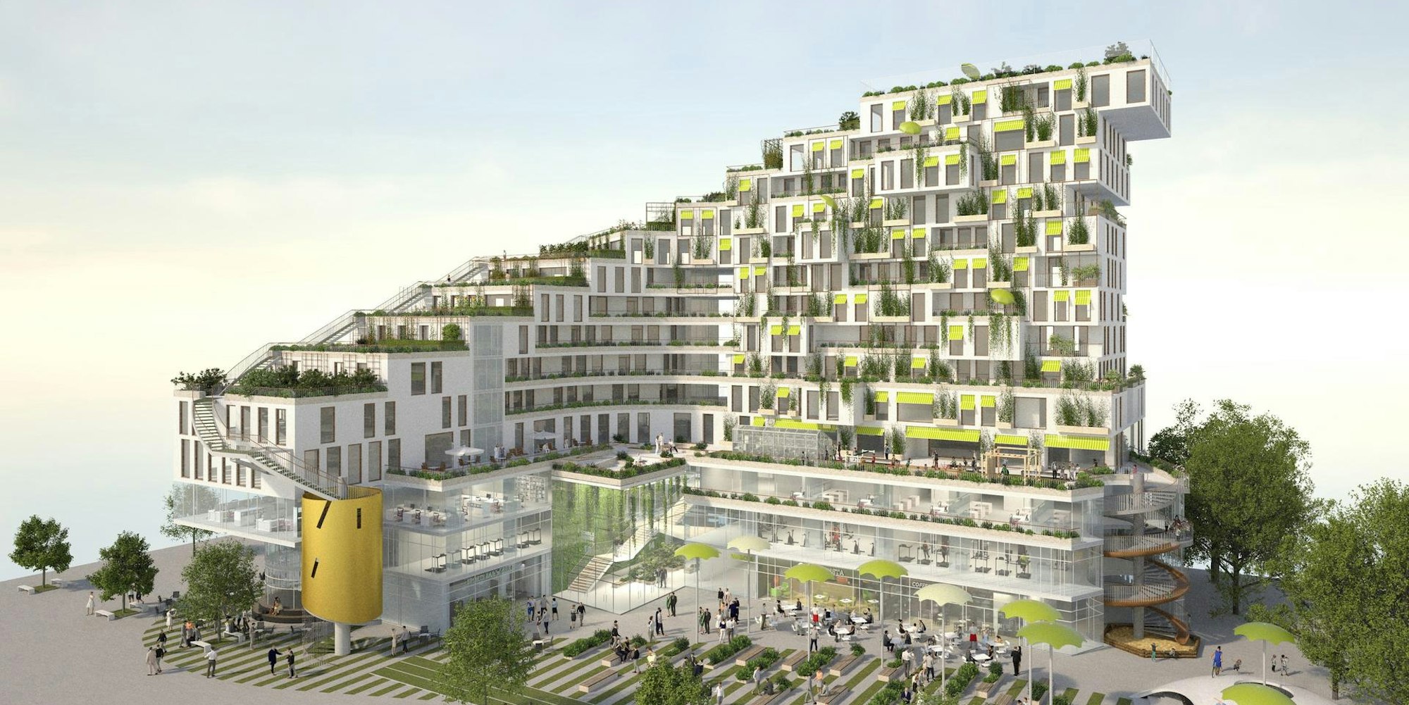 Grünes Hochhaus in Chorweiler