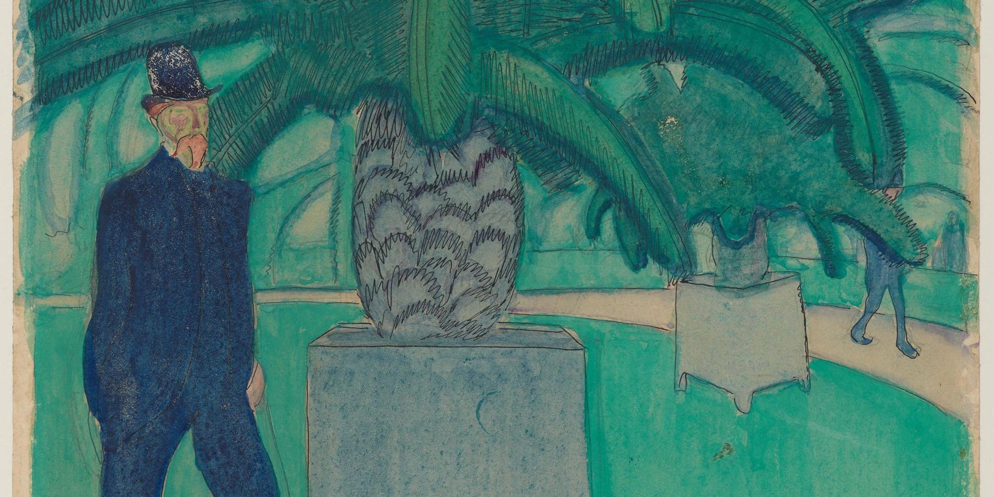 Mann mit Palme