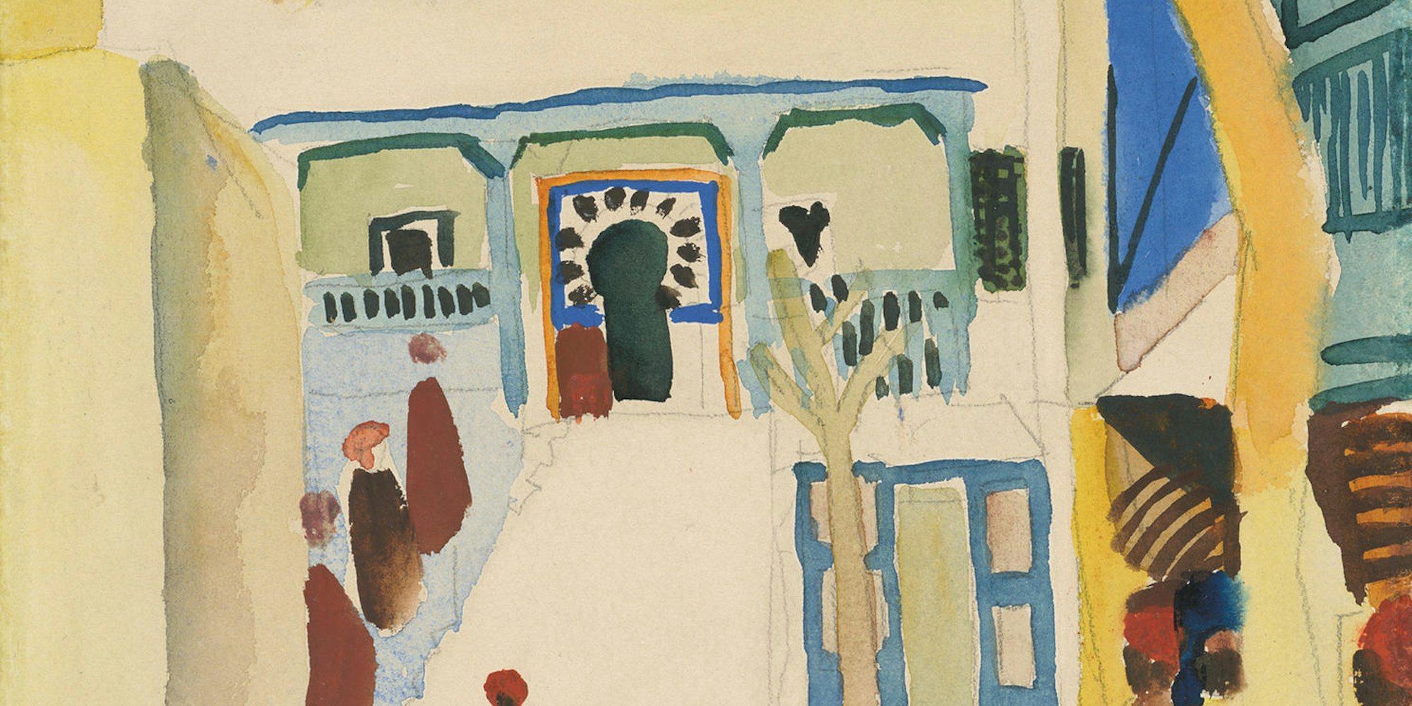 August Mackes Aquarell "Blick auf eine Moschee"